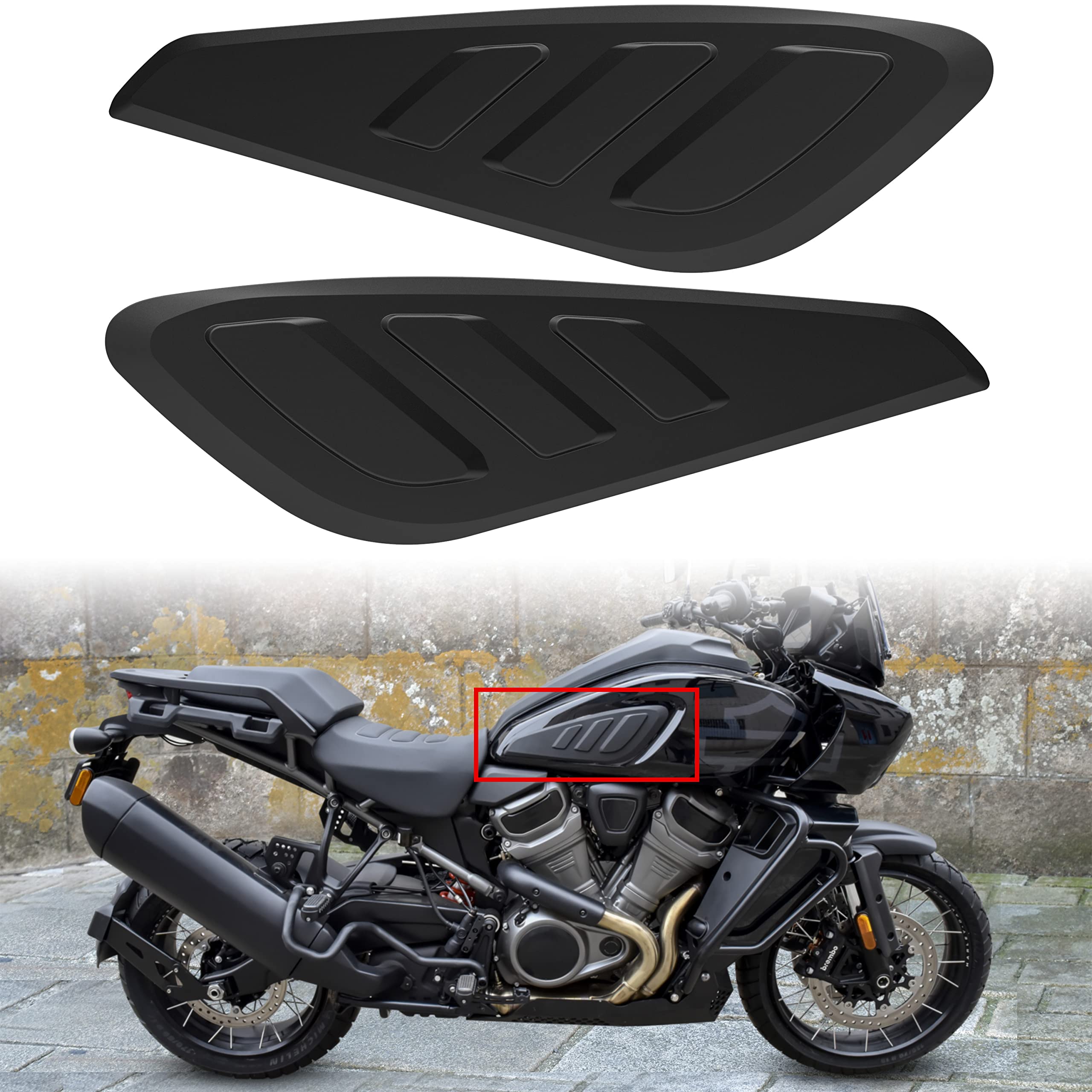 Veisutor Fuel Tank Knee Pad Kit For Pan America 1250, Rubber Tank Side Panels Protector Stickers For Harley Pan America Ra1250 And Ra1250S Models (2Pcs