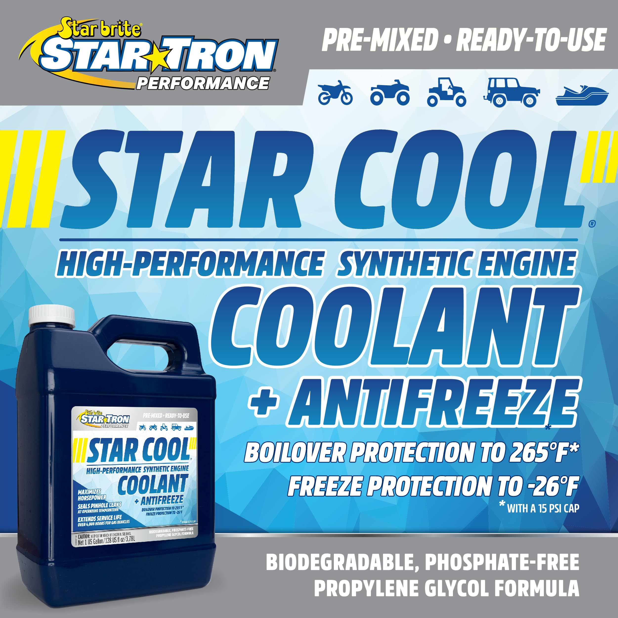 STAR BRITE Star-Cool Premium Synthetic PG Engine Coolant - 1 GAL (033200)