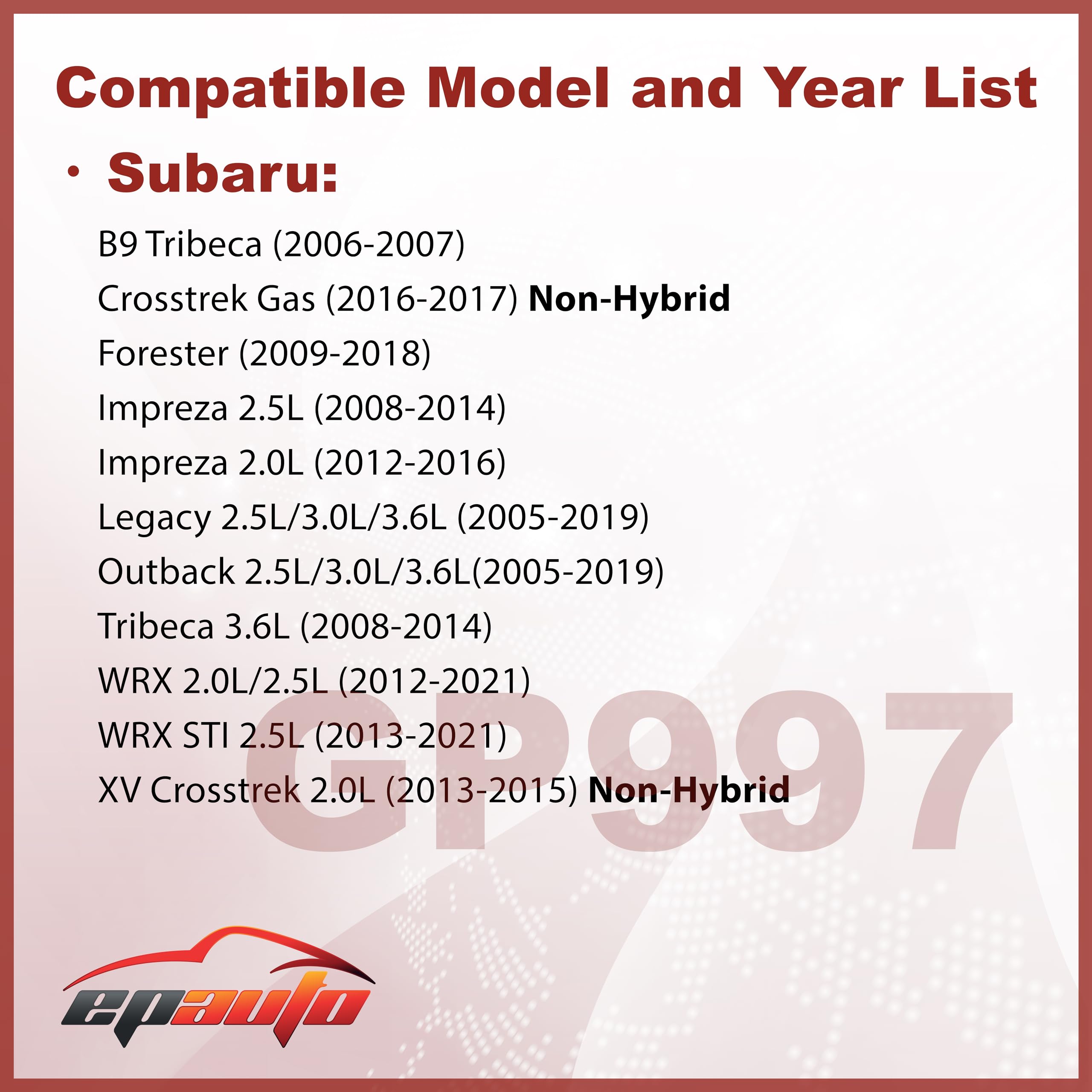 Epauto Gp997 (Ca9997) Replacement For Subaru Panel Engine Air Filter For Impreza (2008-2016),Legacy(2005-2019),Outback(2005-2019