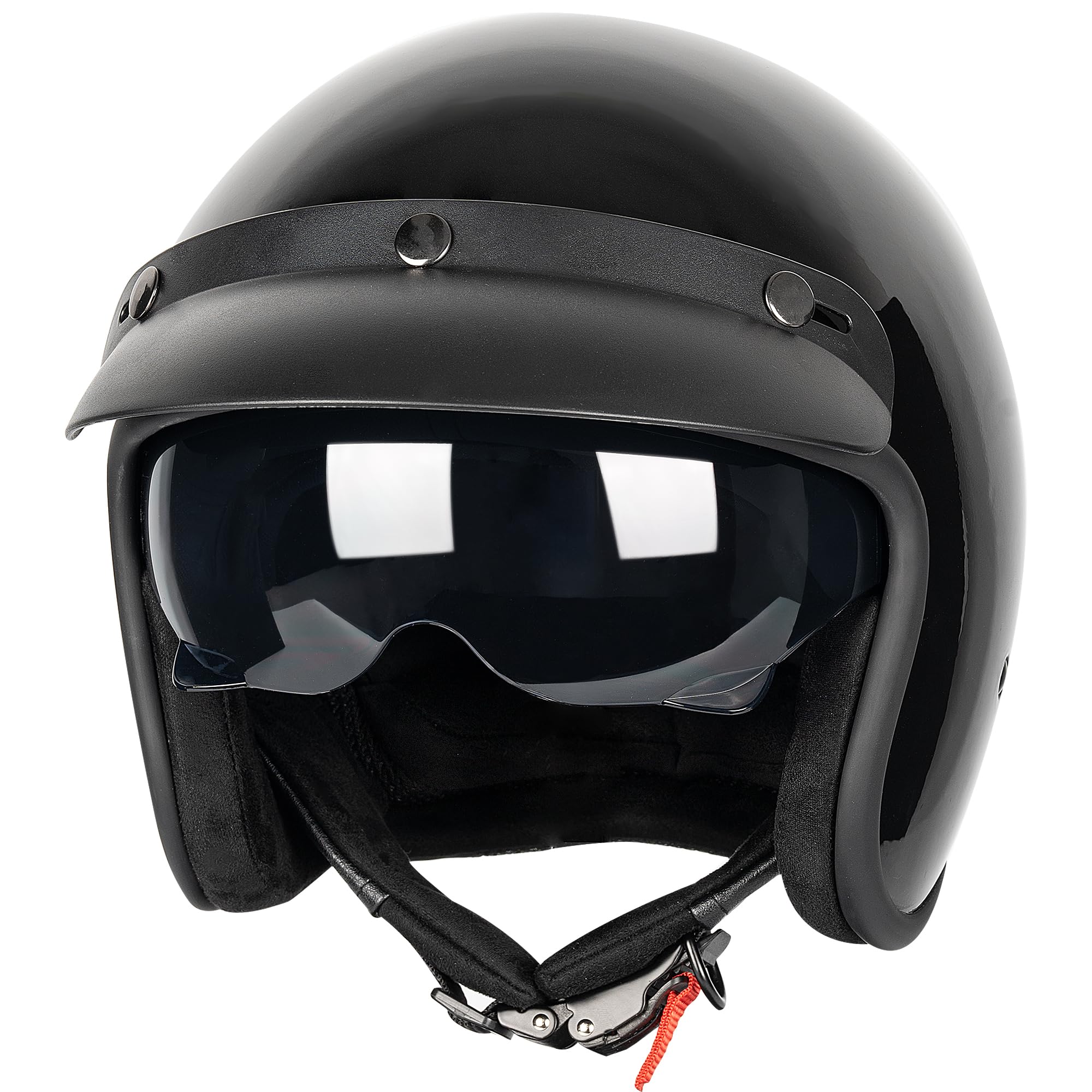 Yesmotor 3/4 Open Face Retro Motorcycle Helmet Vespa Helmet Vintage Helmet for Vespa Motorbike Casco, Moped, Cruiser, Bobber, an