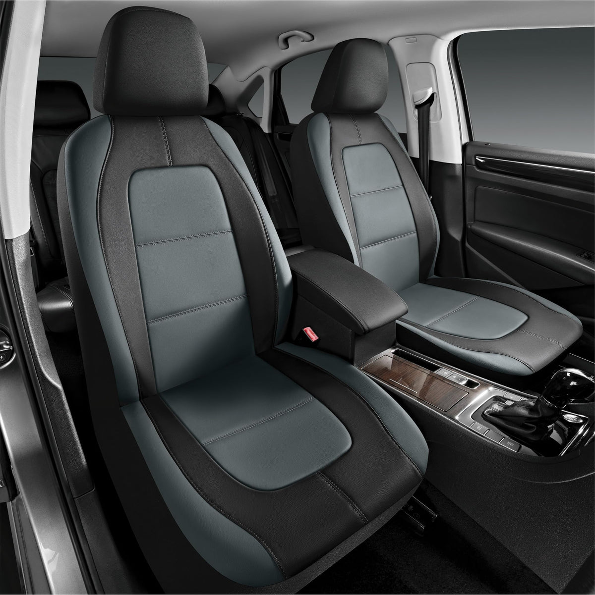Road Comforts Car Seat Cover, Front Leather Car Seat Covers, Automotive Low Back Sport Car Seat Covers, Airbag Compatible, Unive