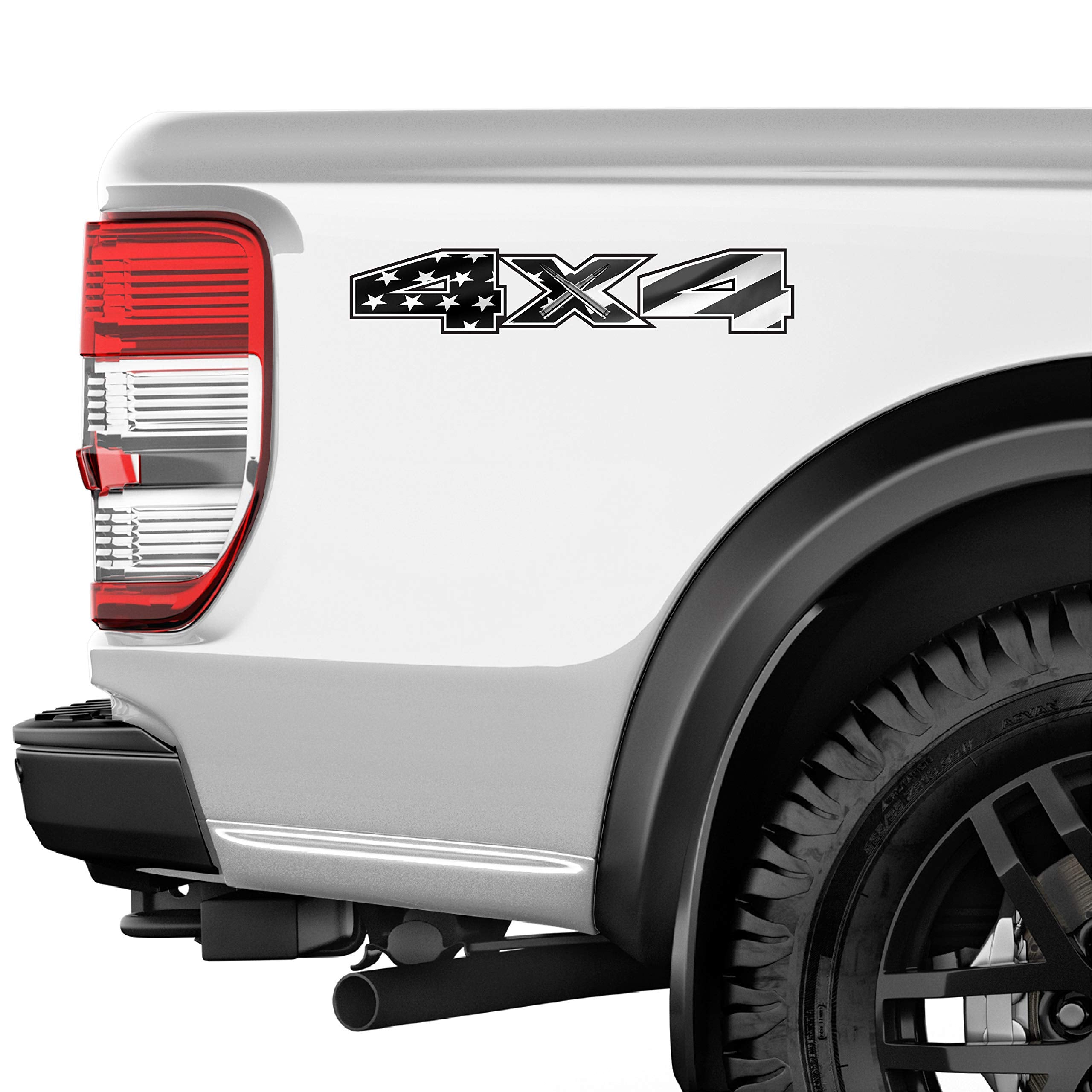 4X4 Decals Stickers For F150 (2015-2020) And F250 F350 (2017-2020) Set Of 2 (4X4 Black Flag)