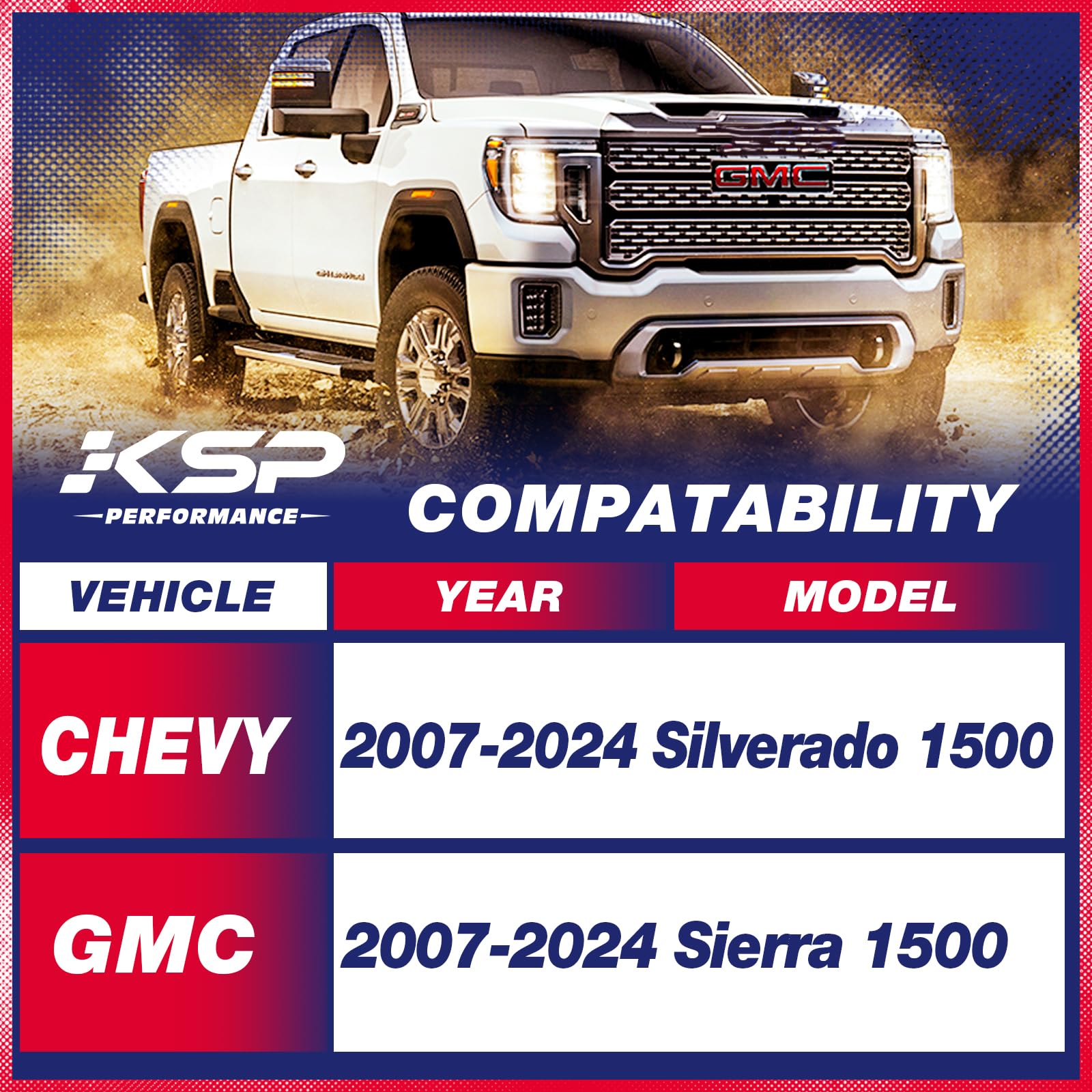 Ksp 2.5   Sierra Lift Kits, 2.5In Front Leveling Lift Spacers Compatible With Chevrolet Silverado 1500 Gmc Sierra 1500 2007-2024