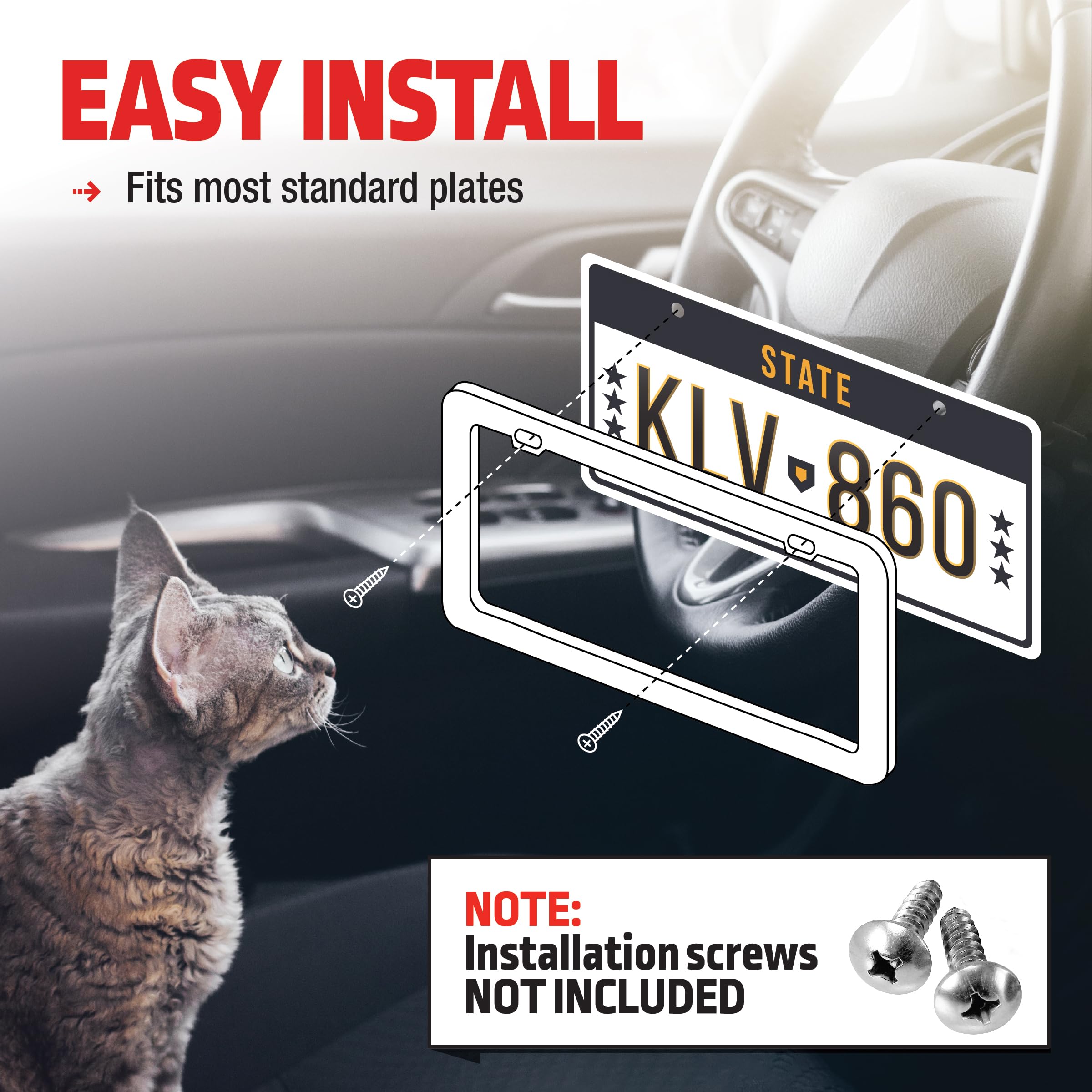Bell Automotive 22-1-46104-8 Universal Black Paw Print Design License Plate Frame