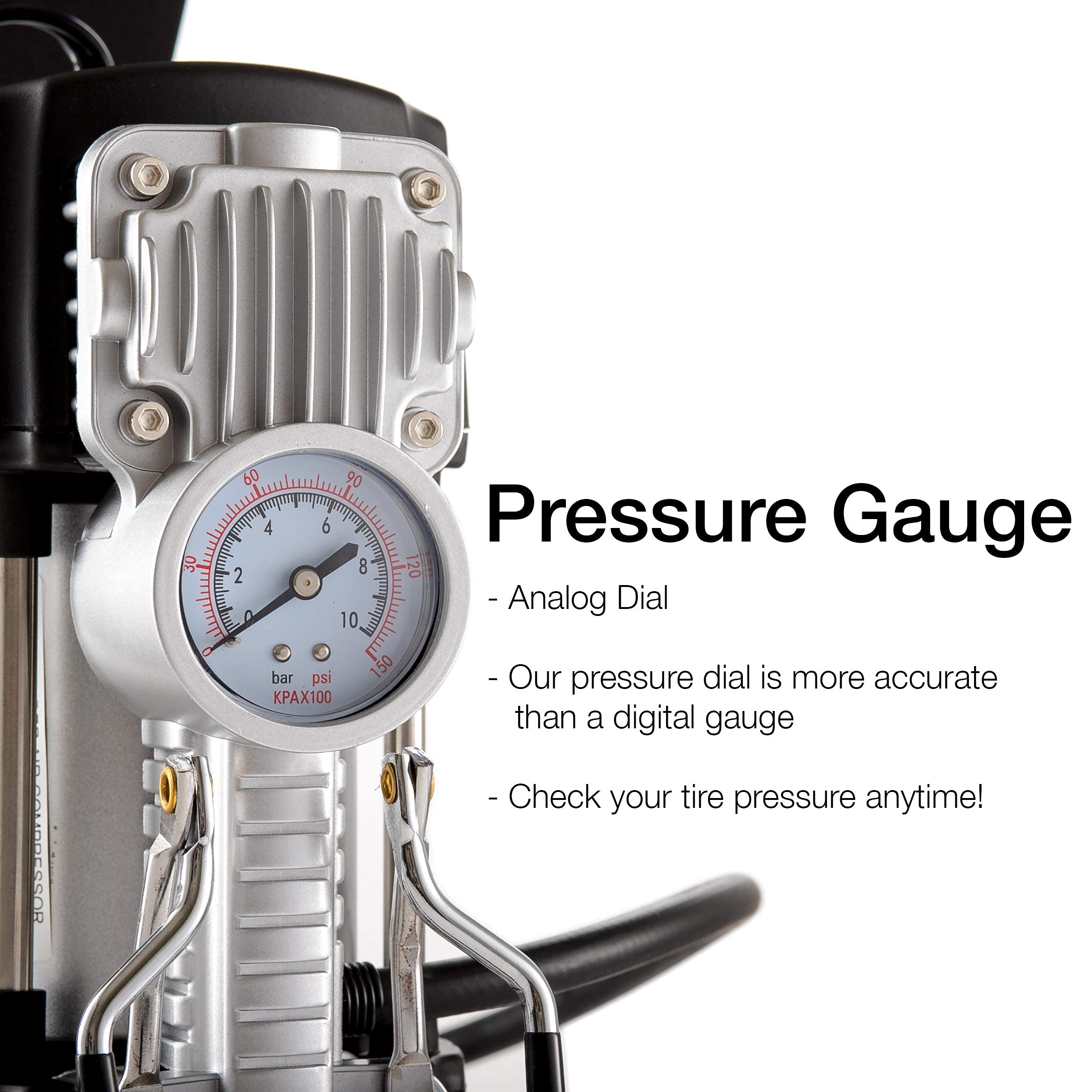 Portable Double Cylinder Air Compressor Tire Inflator With Led Flashlight, 12V Compact Air Pump For Car Tires, 150 Psi Heavy-Dut