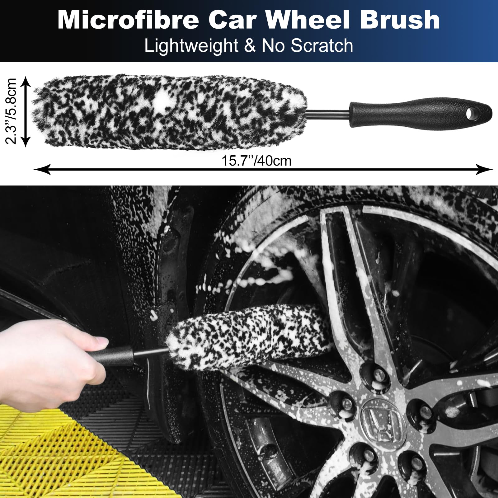 Car Wheel & Tire Brush Set, Wheel Cleaner Brush, Soft & Stiff Bristle Cleaning Brush, Wheel Brushes for Cleaning Wheels, Rim Bru