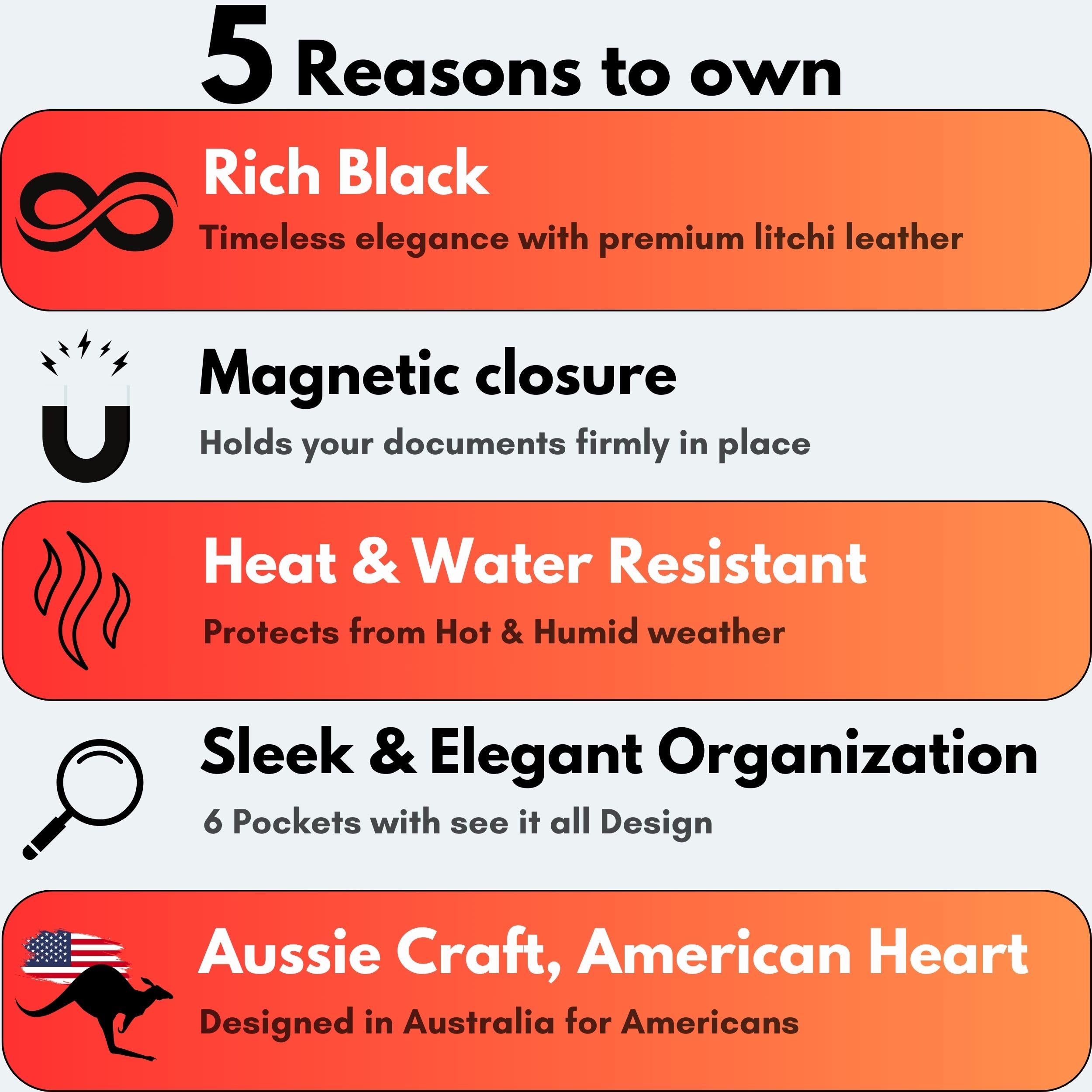 Moto4X Premium Leather With Magnetic Shut Car Registration And Insurance Card Holder, Glove Box Organizer For License, Cards & D