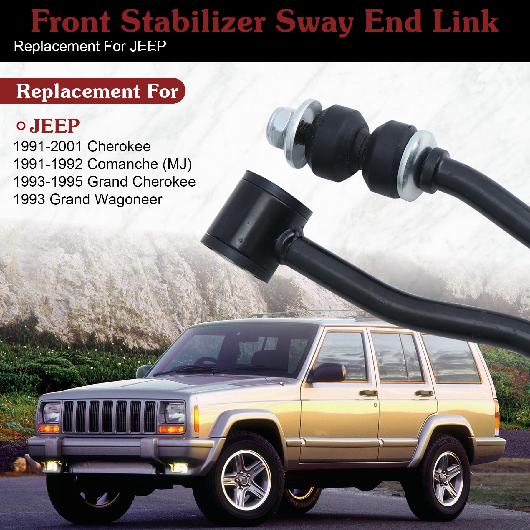 Stiueoav K3174 Sway Bar Link - Front Stabilizer End Link Compatible With 1991-2001 Cherokee?1991-1992 Comanche (Mj) ?1993-1995 G