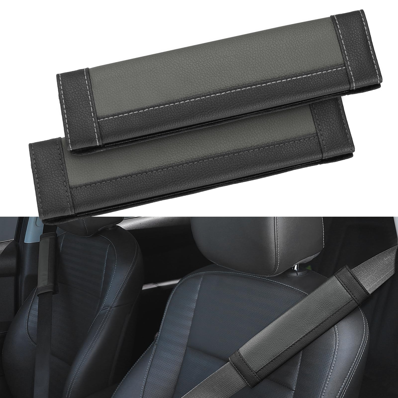 SEG Direct Black and Gray Seat Belt Pads Pack of 2