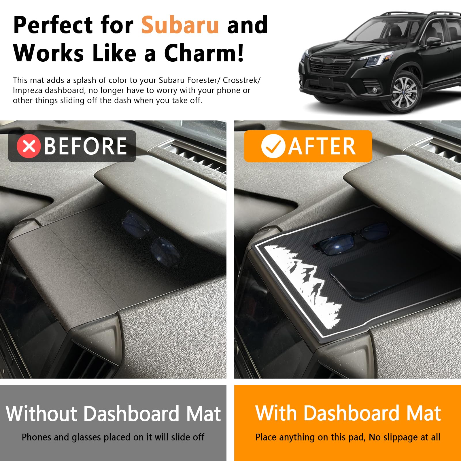 MOCHENT Dashboard Mats for Subaru Crosstrek Accessories 2023-2018, Forester 2019-2024, Impreza 2018-2023, Interior Non-Slip Dash