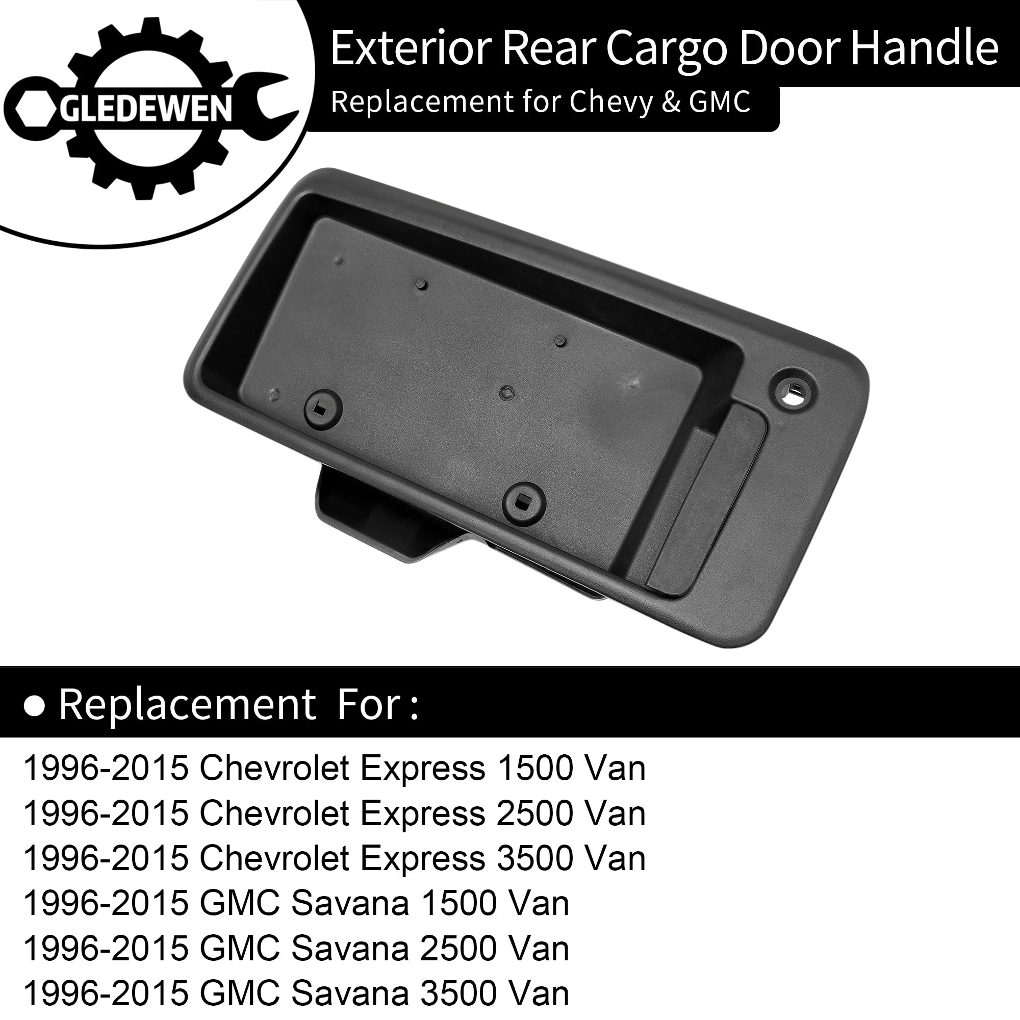 Exterior Door Handle, Compatible with 1996-2015 Chevy Express GMC Savana 1500 2500 3500 Van, Rear Right Cargo Door Handle with L