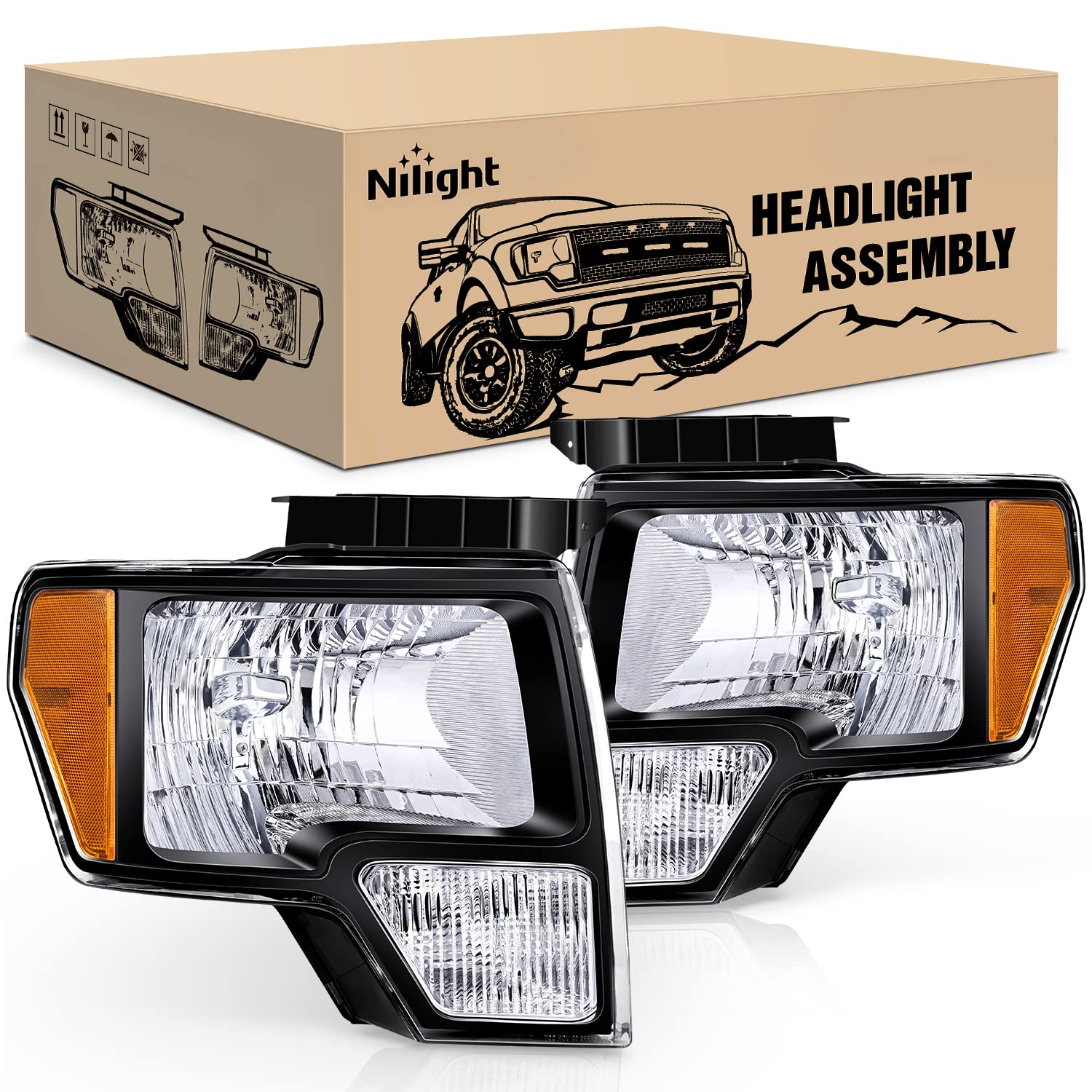 Nilight Taillight Assembly For 2009 2010 2011 2012 2013 2014 Ford F-150 F150 Pickup Truck Taillight Rear Lamp Replacement Oe Sty
