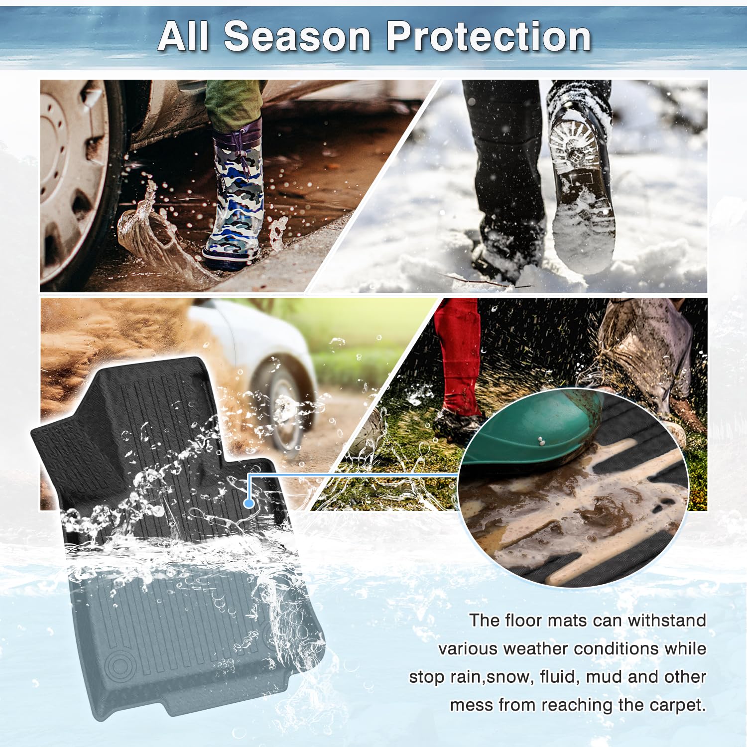 Mixsuper Custom Fit Floor Mats for Mercedes-Benz GLC 2023-2025 2026 All Weather Floor Liners Front and Rear Row Set Black