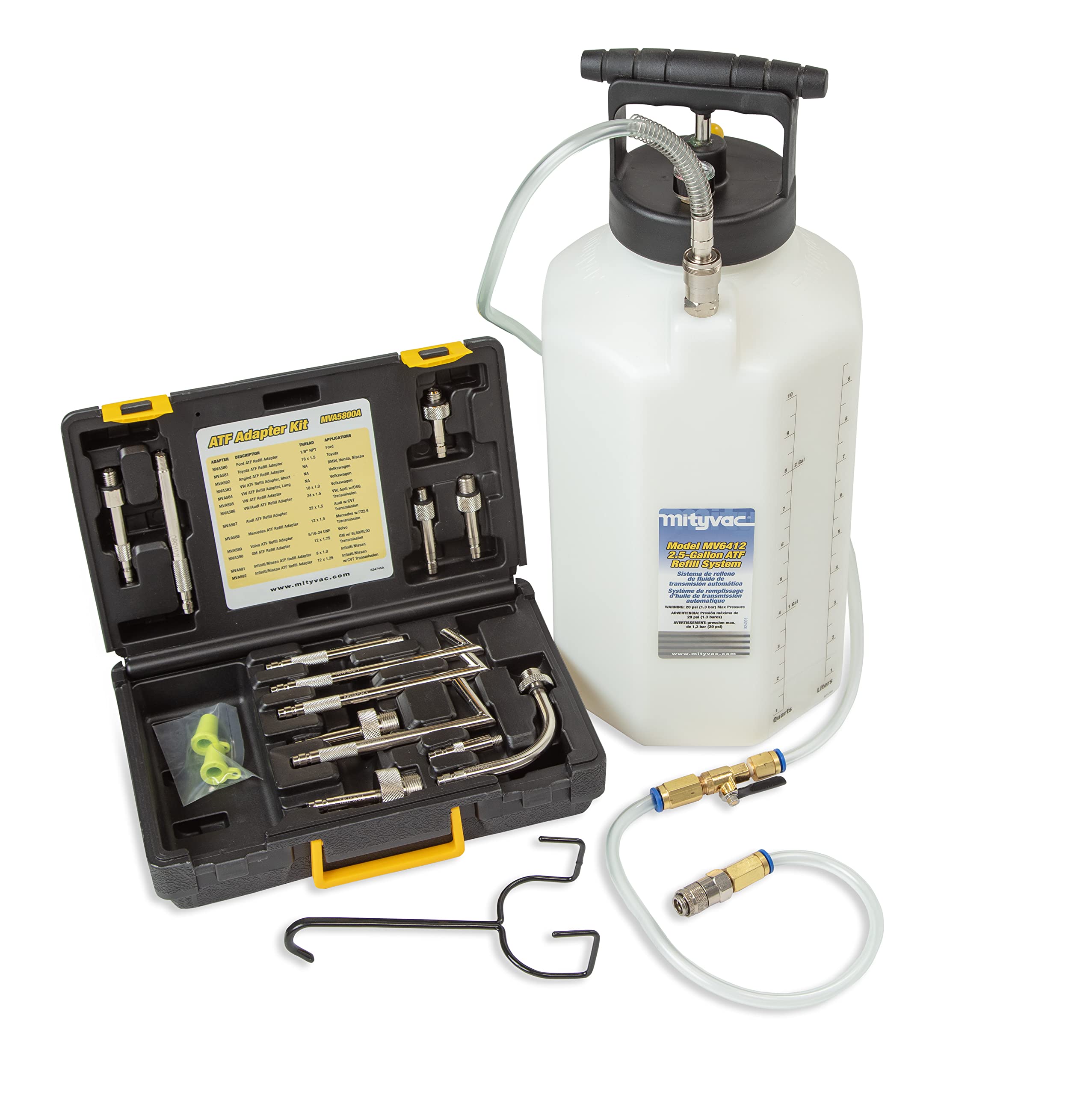 Mityvac MV6412 ATF Pneumatic Refill System; Air Operated, Services Sealed Automatic Transmissions with up to 2.5 Gallons of Flui