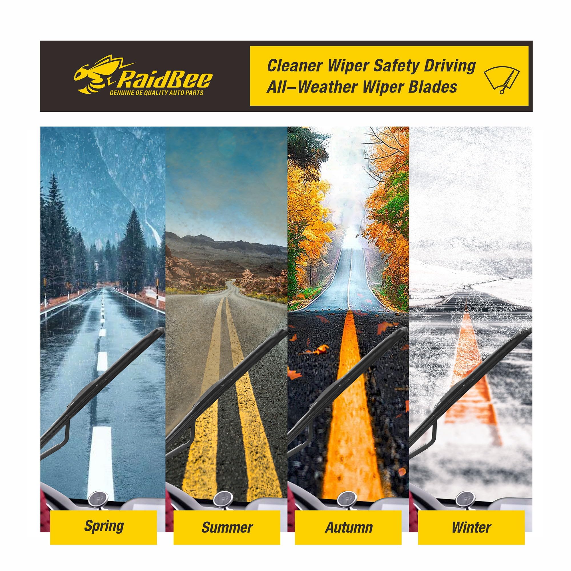 Raidbee 2 Silicone Windshield Wiper Blades Replacement For Tesla Model S 2020 2019 2018 2017 2016 2015 2014 2013 2012 +More Oem