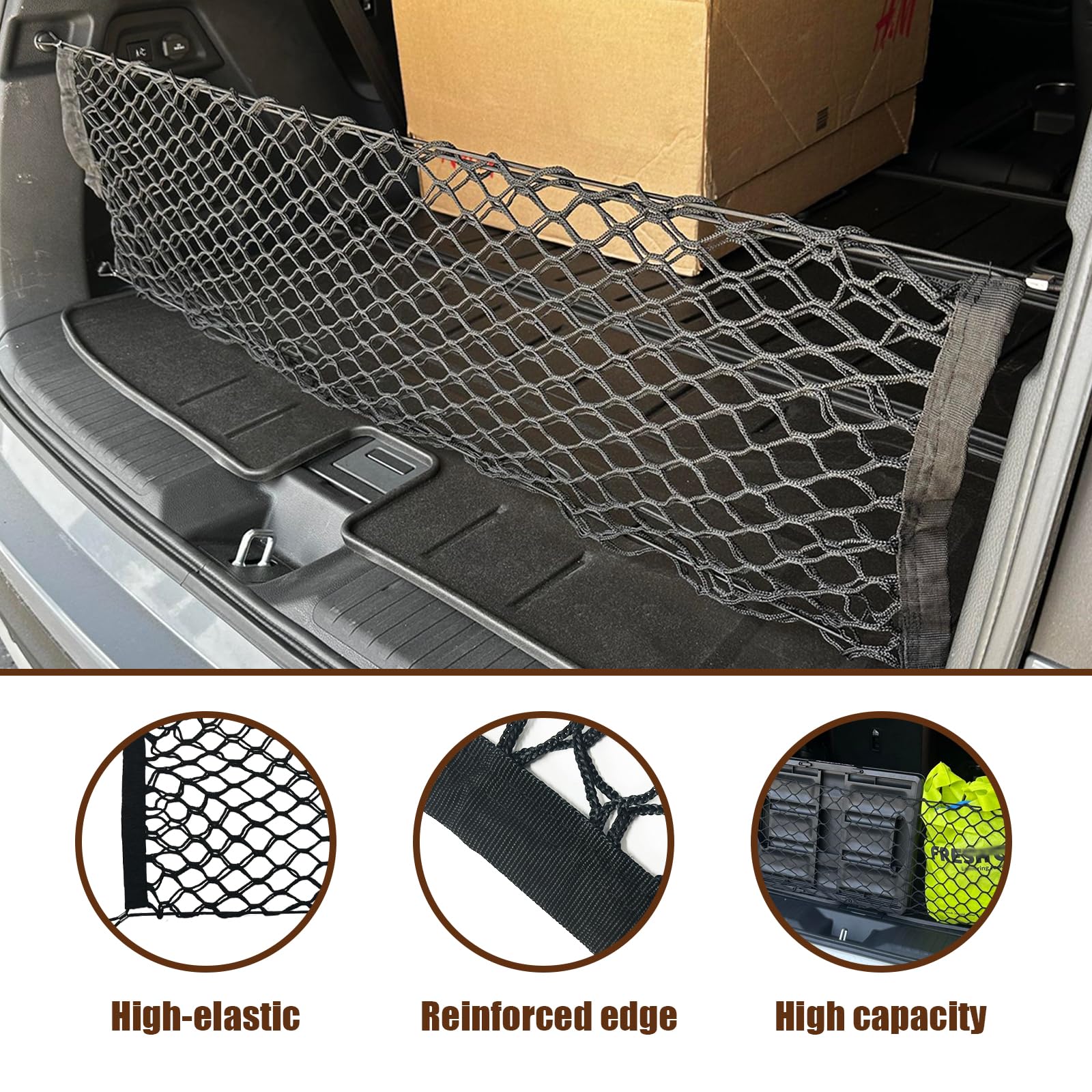 Muslogy For Pilot 2023 2024 2025 Rear Trunk Cargo Net Stretchable Organizer Elastic Mesh Net Compatible With Honda Pilot 2023+ S