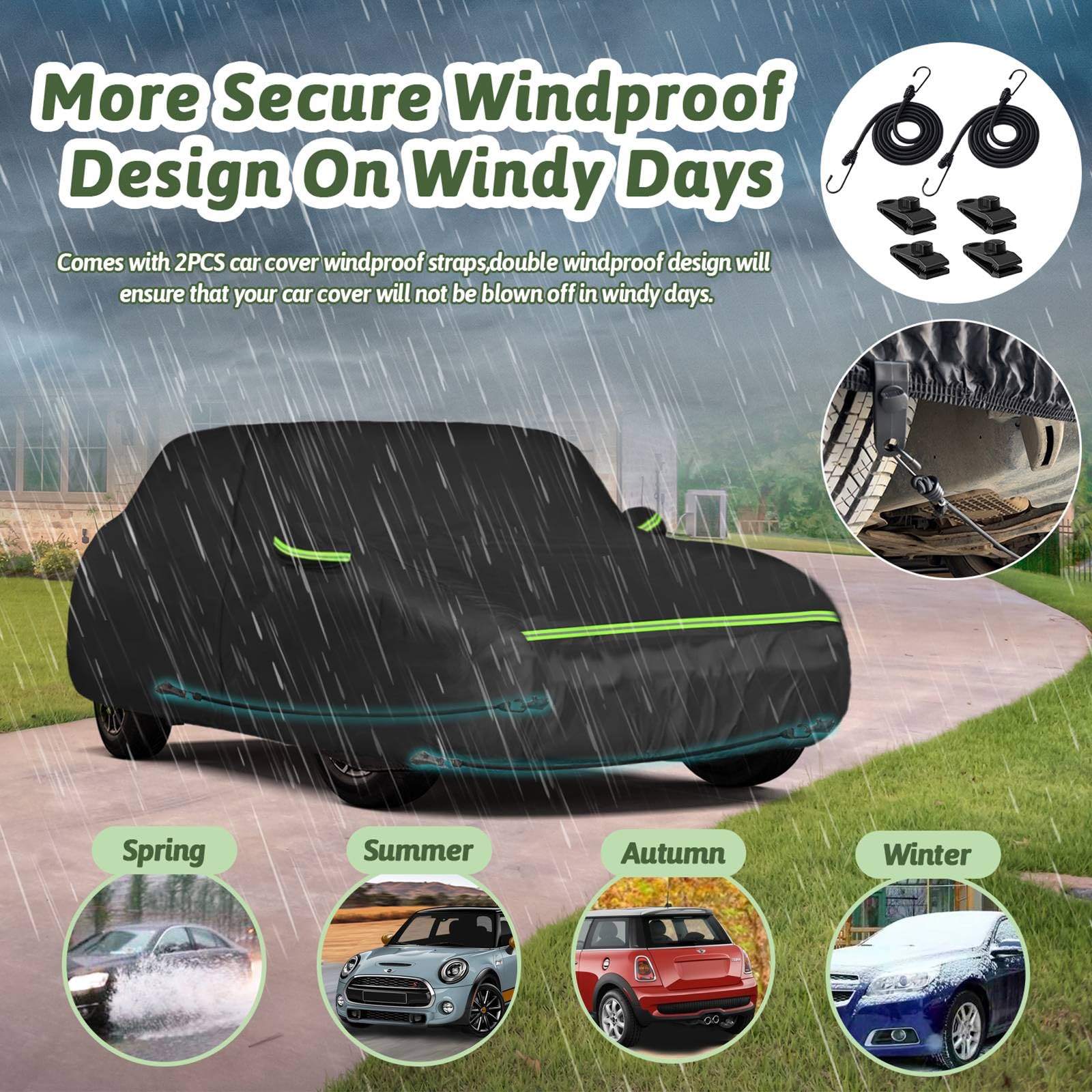Car Cover For 2014-2025 Mini Cooper/Cooper S/Hardtop/Clubman/Countryman 4 Door, Waterproof All-Weather Protection Full Cooper Ca