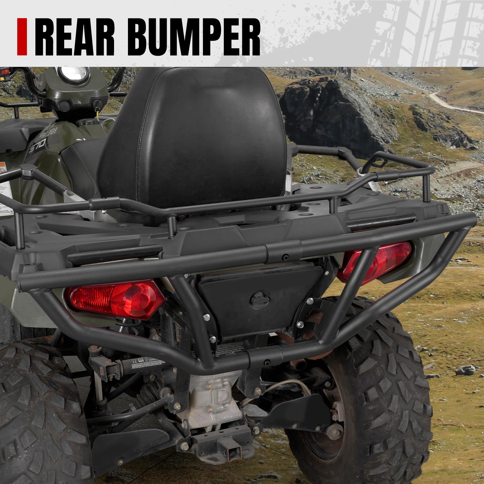 A & UTV PRO Brush Guard Front & Rear Bumper for 2014-2024 Polaris Sportsman 570/450, Alloy Steel, Black, Model AUPFRBPS1U