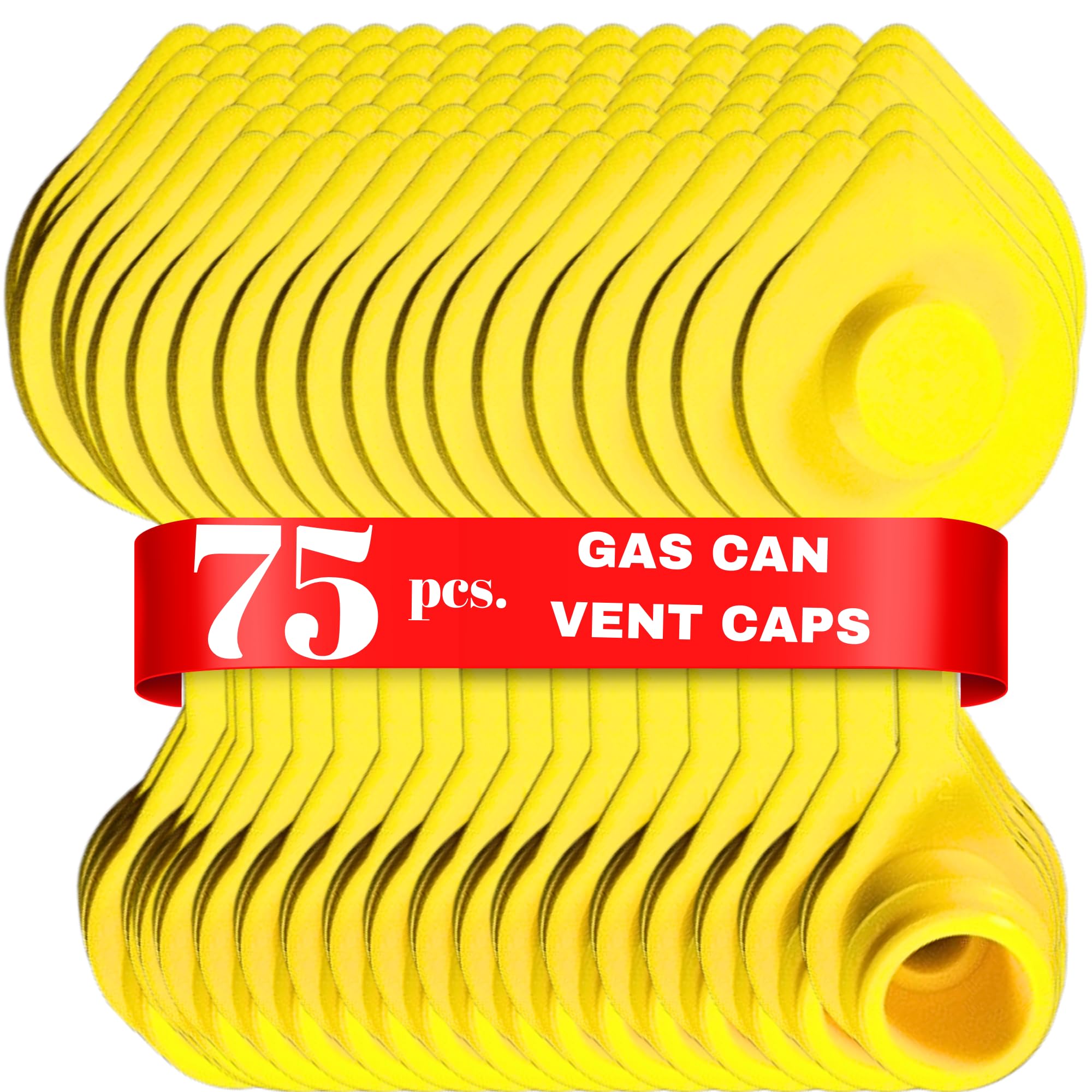 75pcs Yellow Gas Can Vent Caps - Can Vents for Plastic Cans & Metal Fuel Jugs, Vent Kit for Blitz Gas Can, Fuel Can Vent Caps fo