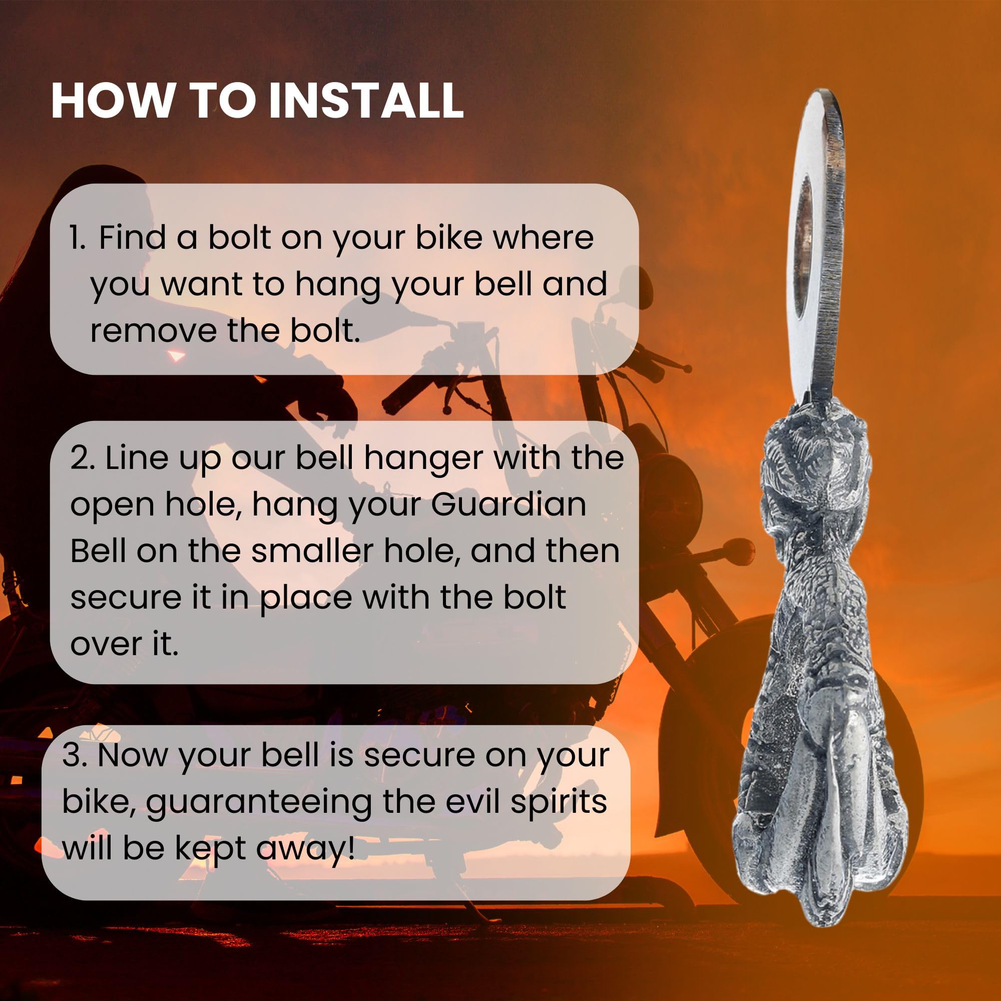 Guardian Bell Eagle Claw Good Luck Bell Hanger Mount | Motorcycle Bell | Lead-Free Pewter | Made In Usa