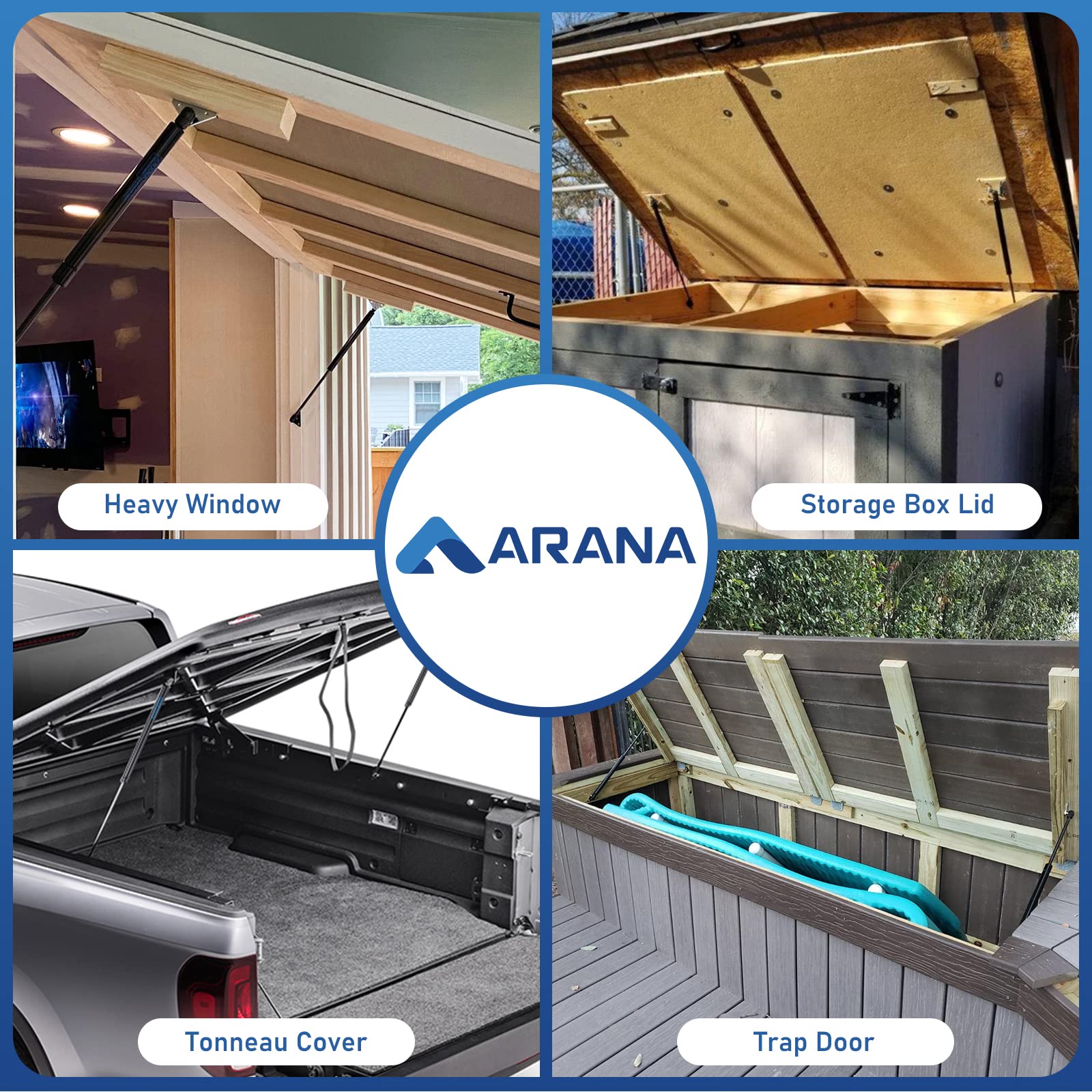 Arana Se263P120 26 Inch 120Lb/534N Gas Struts Lift Support Spd2600120 26'' 120Lb Gas Springs Shocks Props For Tonneau Cover Rv B