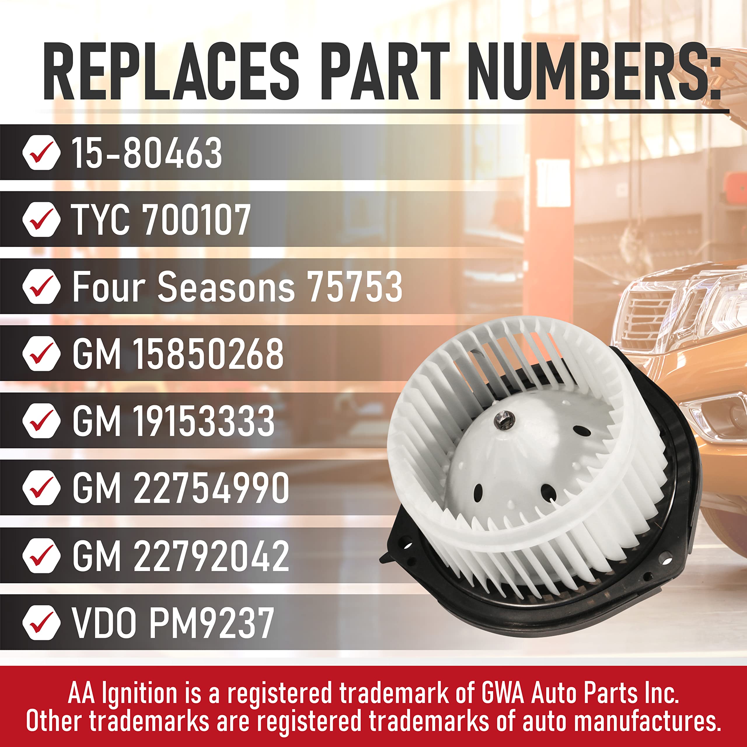 Ac Blower Motor With Fan - Replaces 22754990, 15850268, 19153333 - Compatible With Chevy, Pontiac & Buick Vehicles - 2004-2016 I