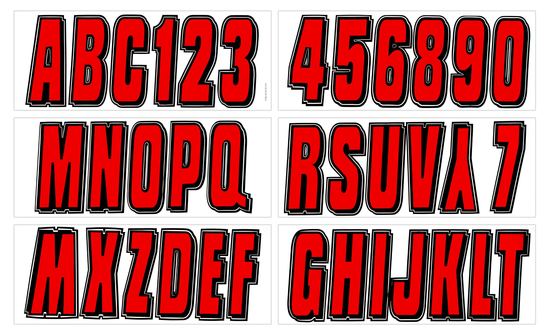 Hardline Products Series 320 Factory Matched 3-Inch Boat & PWC Registration Number Kit, Red/Black - REBLK320