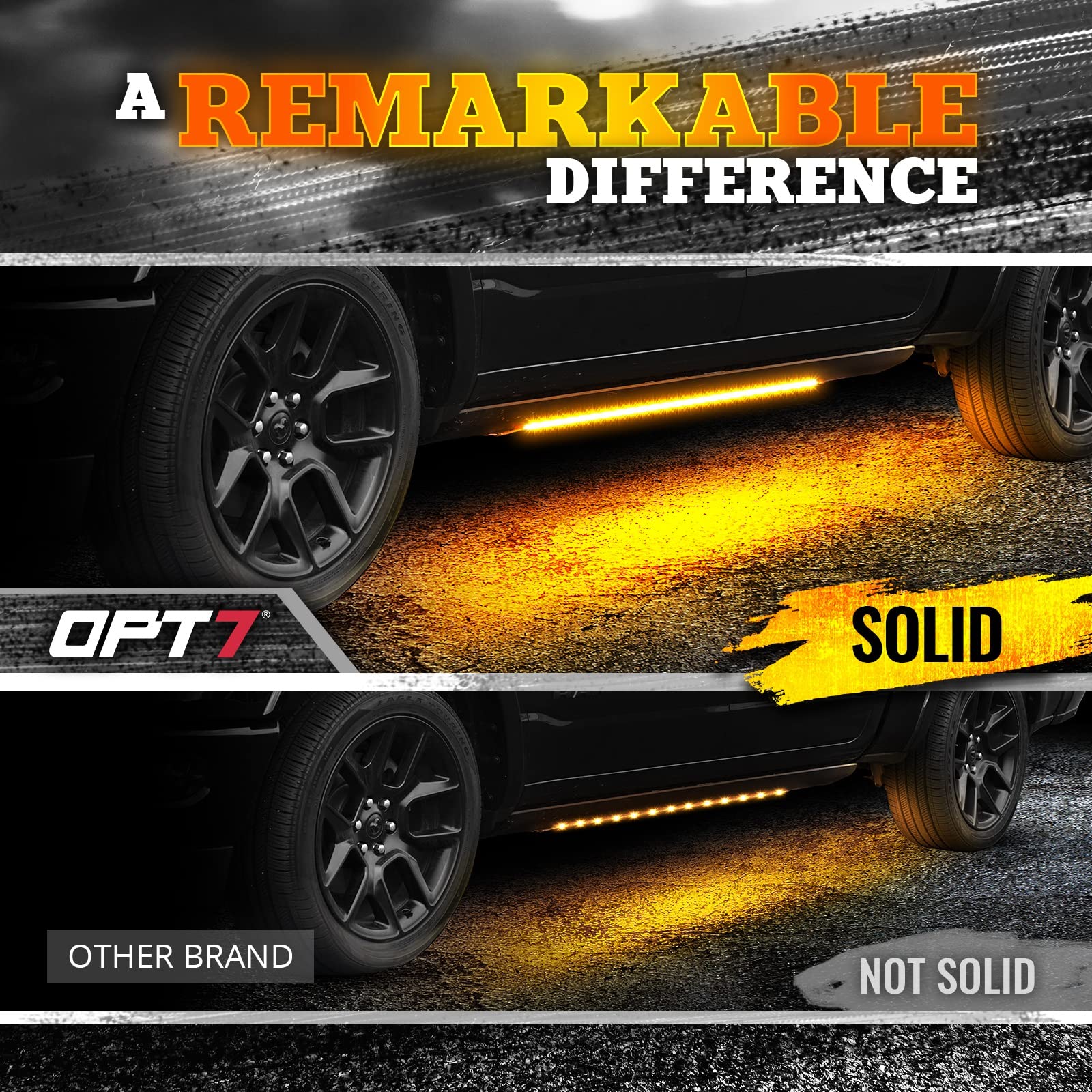 Opt7 Sidekick 86 '' Running Board Lights 2Pcs Led Strips W/Sequential Amber Turn Signal, Drl, White Courtesy Light For Extended