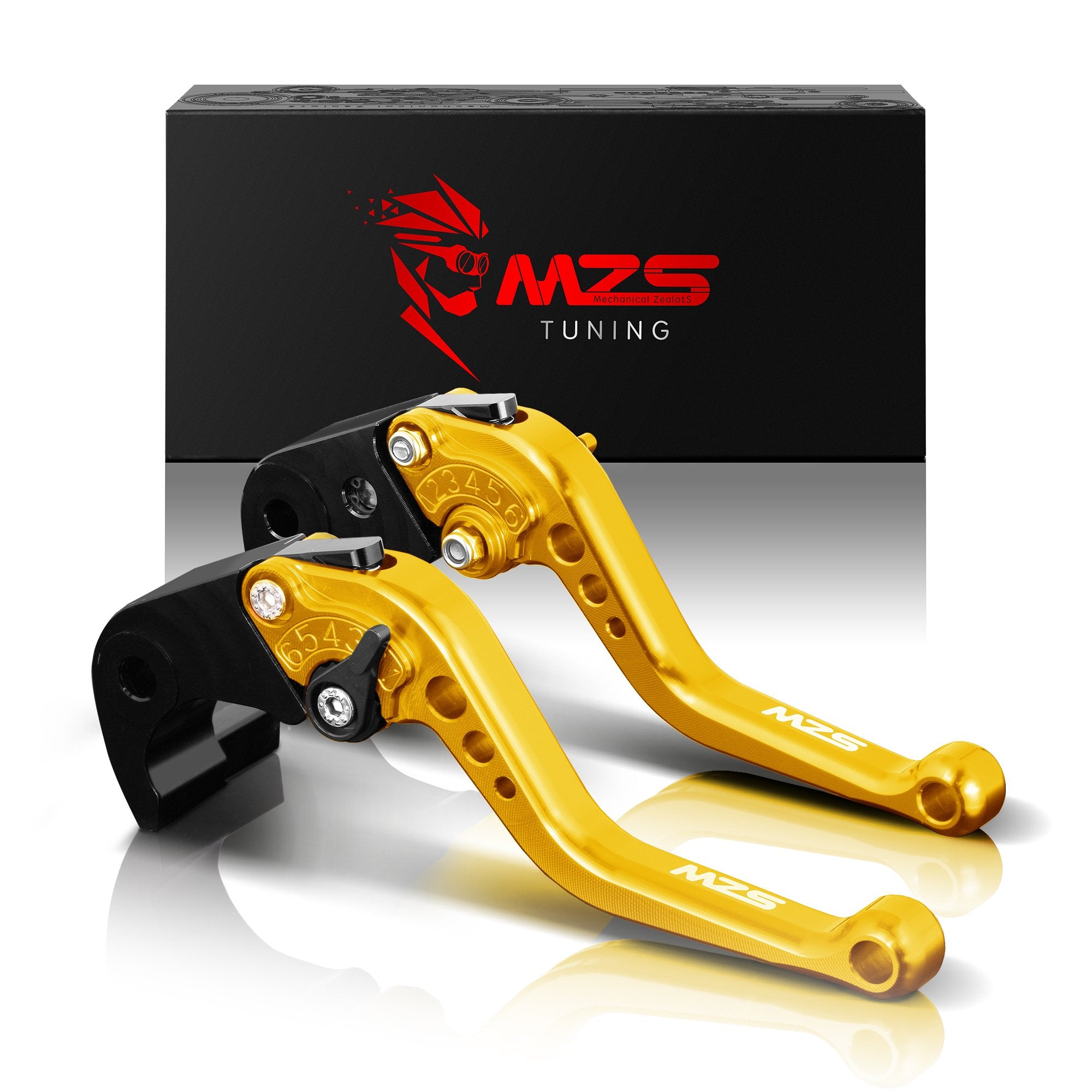 Mzs Gold Motorcycle Brake Clutch Levers Short Adjustable Cnc Compatible With Fz1 Fazer 2006-2015 / Fz6 Fazer 2004-2010 / Fz6R 20
