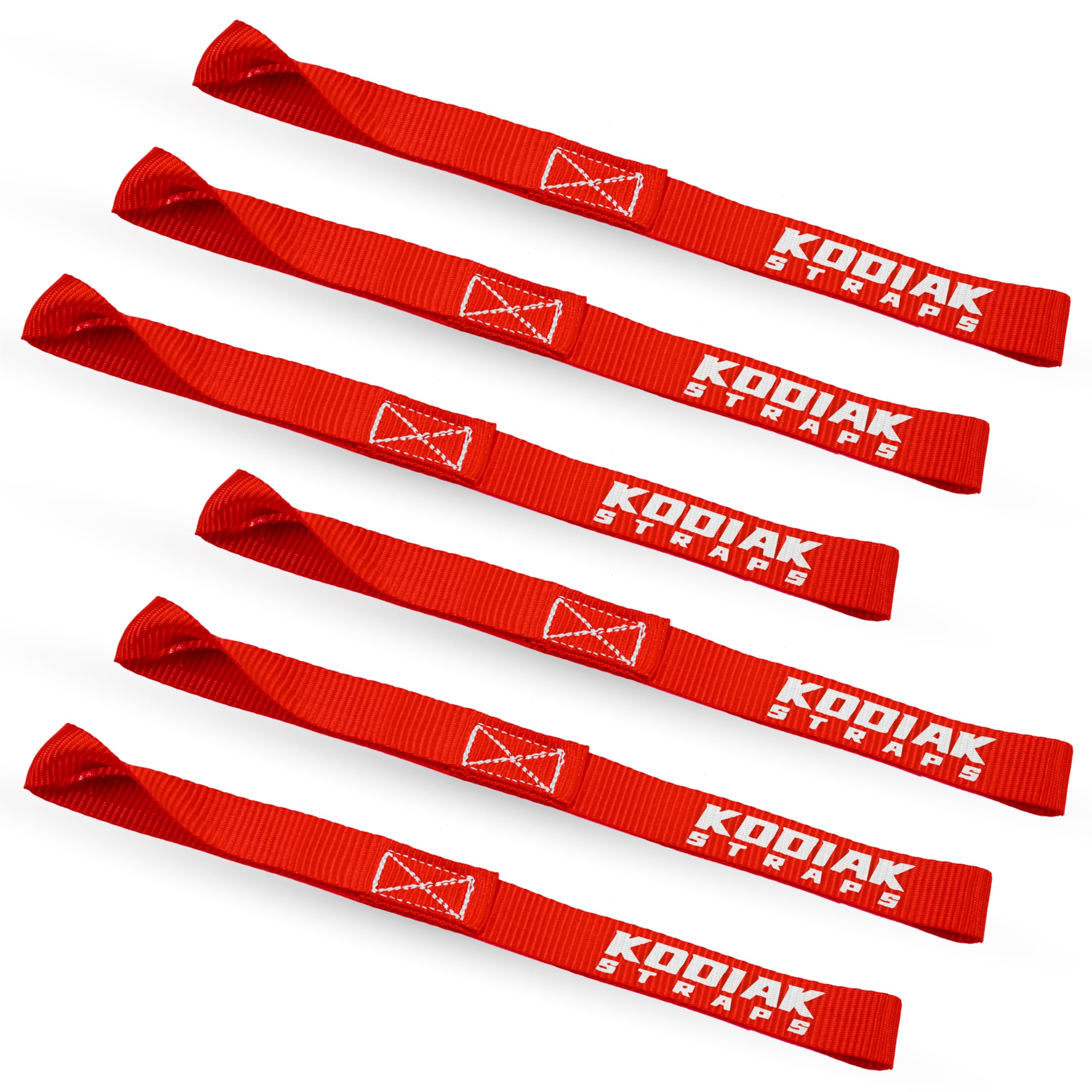 Soft Loop Tie Down Straps - 1 X 12 Inches- 4,500 Lb Load Capacity - Red 6 Pack - Loops For Securing Atv, Utv, Motorcycles, Scoot