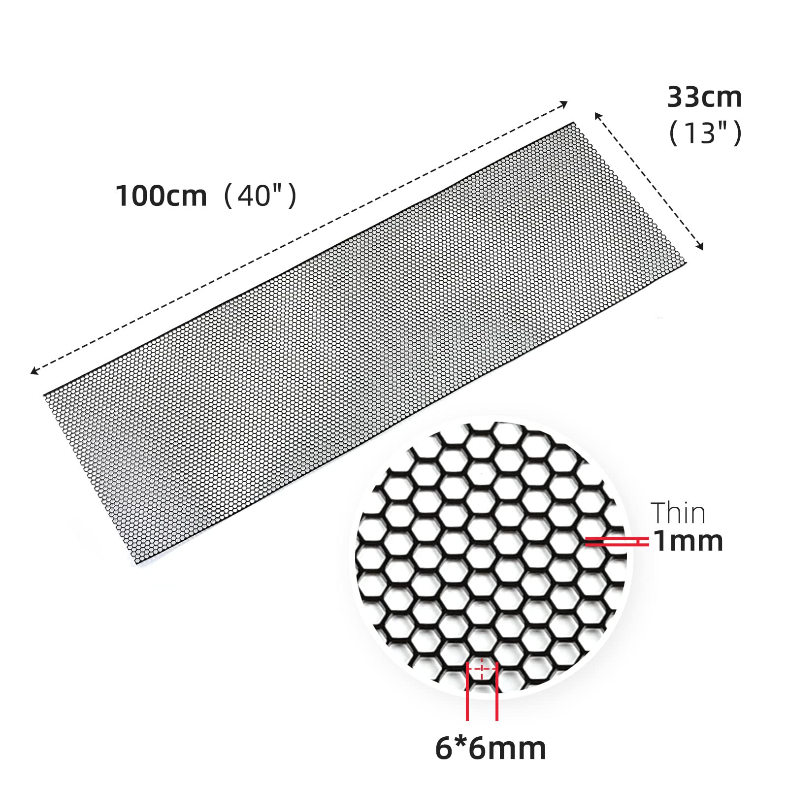 Aggauto Universal 40''X13'' Car Grill Mesh - Aluminum Alloy Automotive Grille Insert Bumper Honeycomb Hole 6Mm Spacing 1Mm, One
