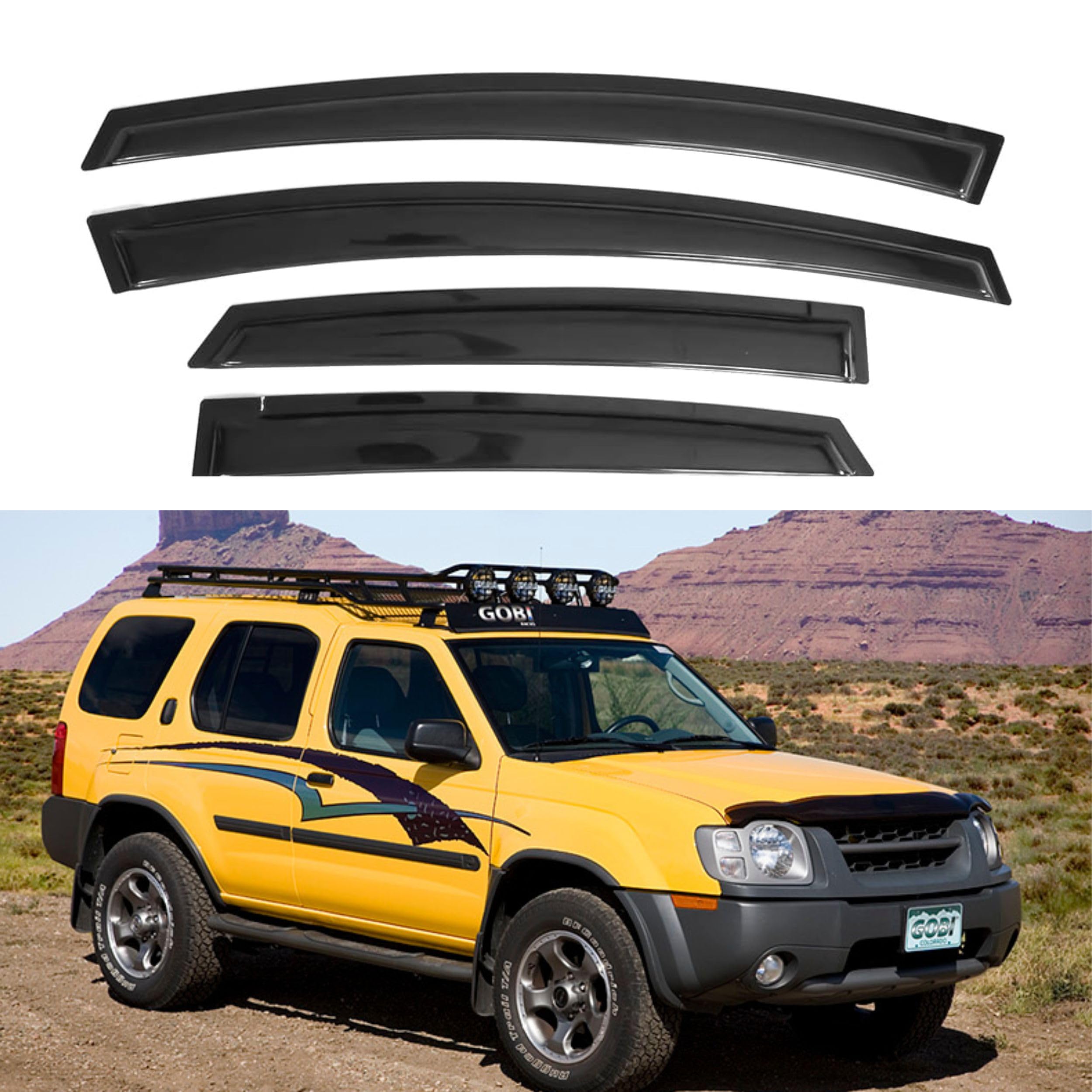 Ig Window Visor For Nissan Xterra 2000-2004, Rain Guard Tape-On Extra Durable Sun Wind Side Vent Window Deflector, 2000 2001 200