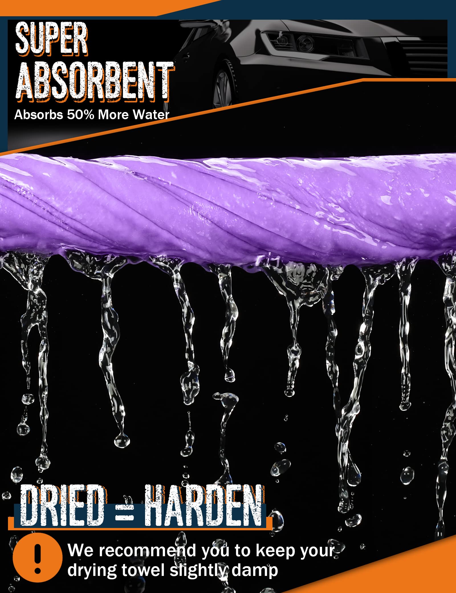 Premium Car Drying Towel, Super Absorbent 26 ''X17 '' Large Chamois Cloth Shammy Towel For Vehicle, Reusable Chamois Shammy Clot