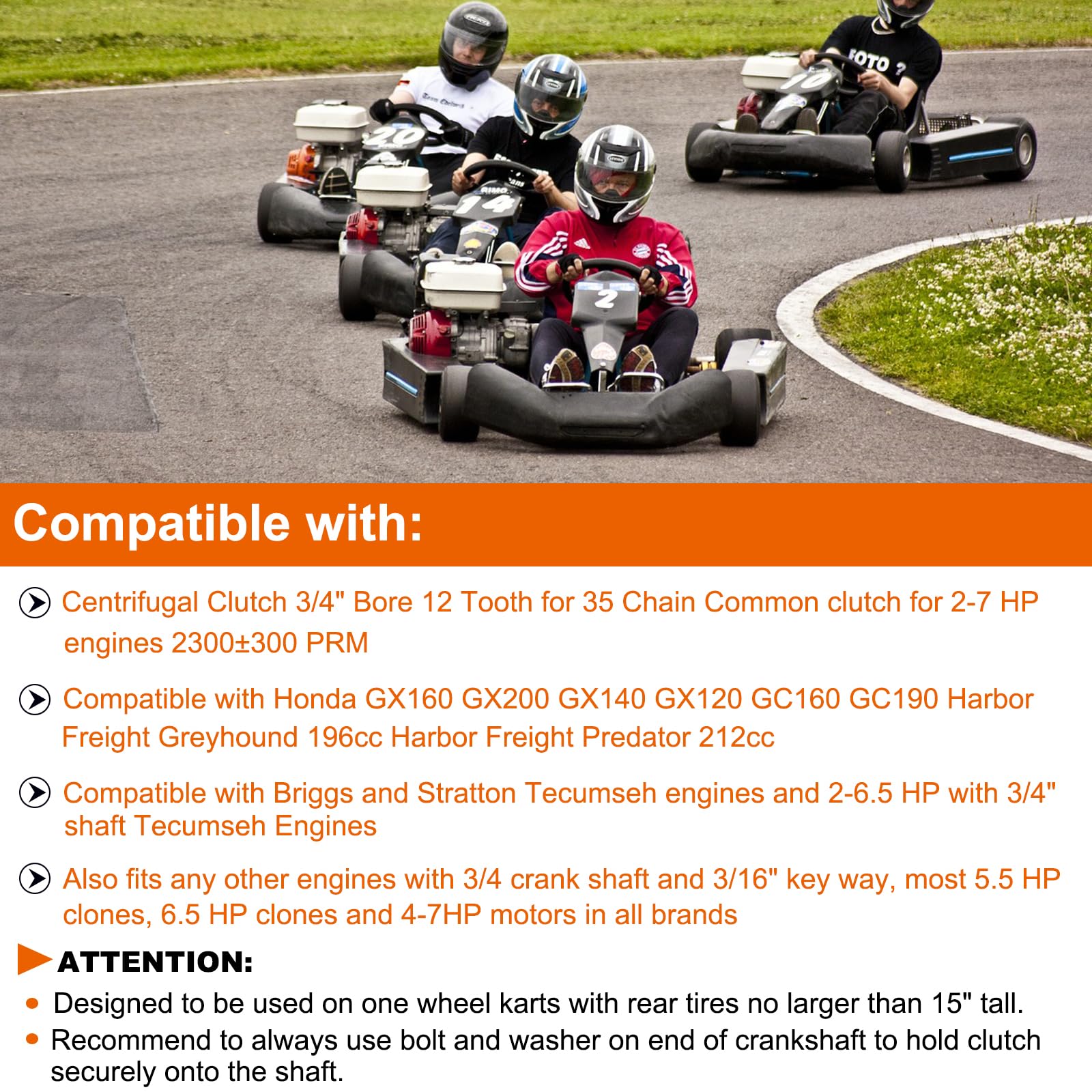 Toolly Go Kart Clutch 3/4 Bore 12T with #35 Chain, Centrifugal Clutch Compatible with Go Kart Minibike Honda Engines 3/16 Key Wa