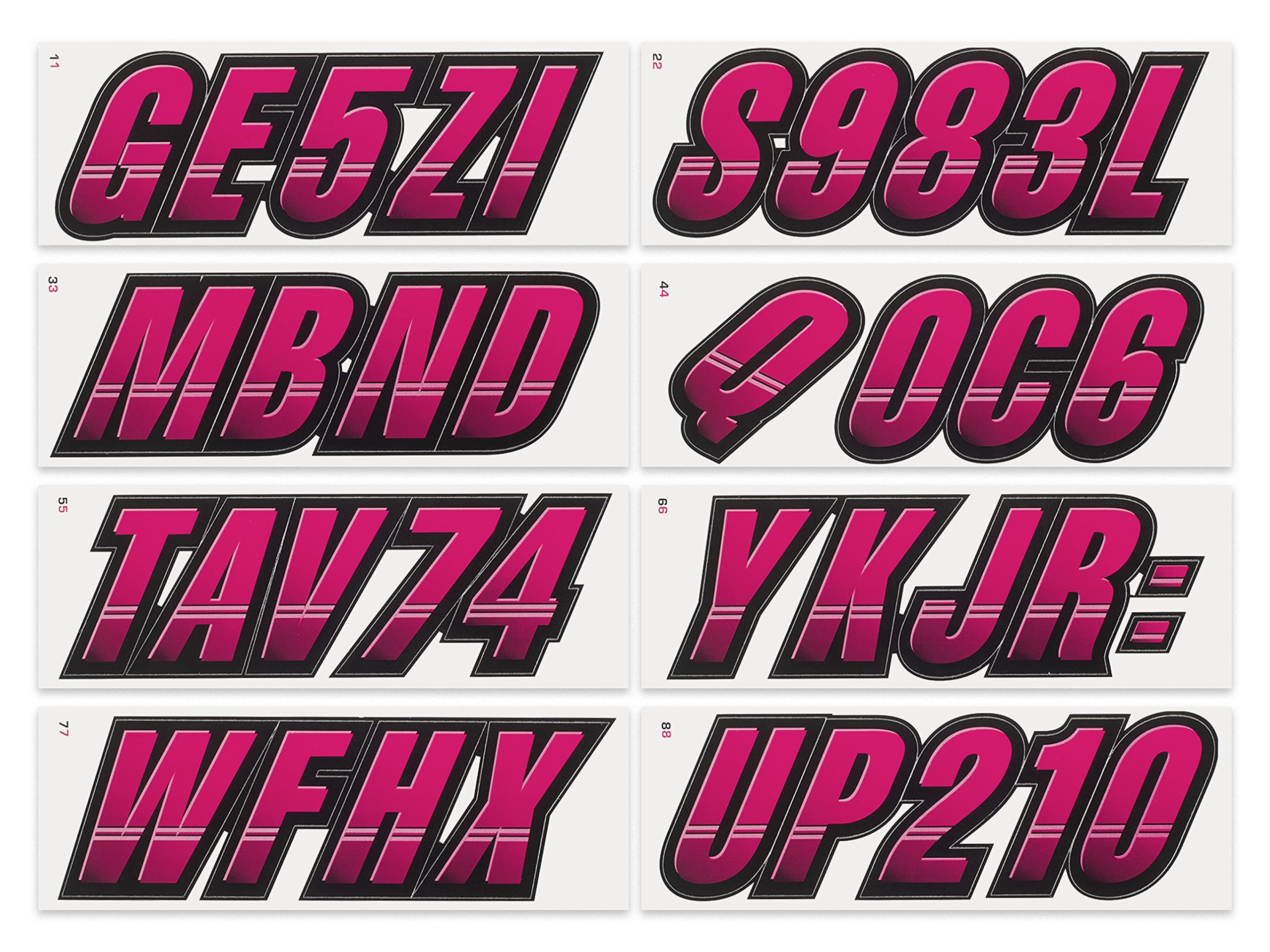 Stiffie Techtron Berry/Black 3 '' Boat & Pwc Registration Decals  Numbers Letters Stickers