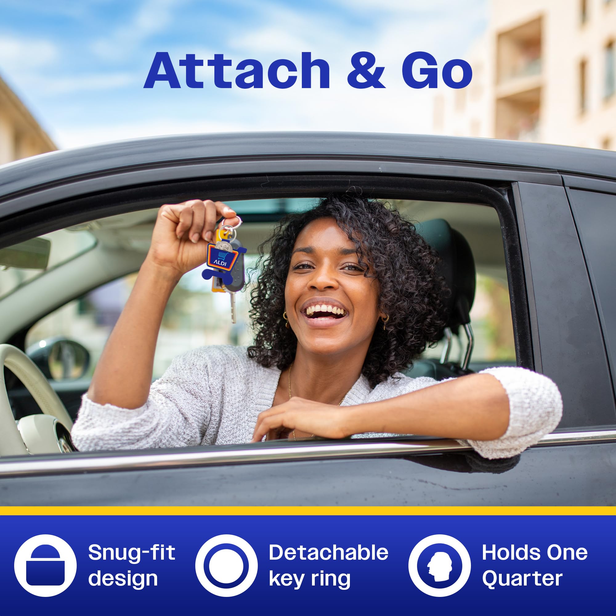 Maria Child Aldi Quarter Keychain Holder - Key Ring Aldi Quarter Holder Keychain for Shopping Cart - Coin Keeper - Fits Aldi, La