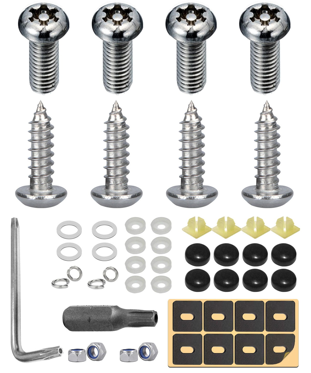 Zlirfy Anti Theft License Plate Screws,Tamper Resistant Licence Plate Kit,For Front Rear Frame Holder Mounting 1/4'' Rust Proof 