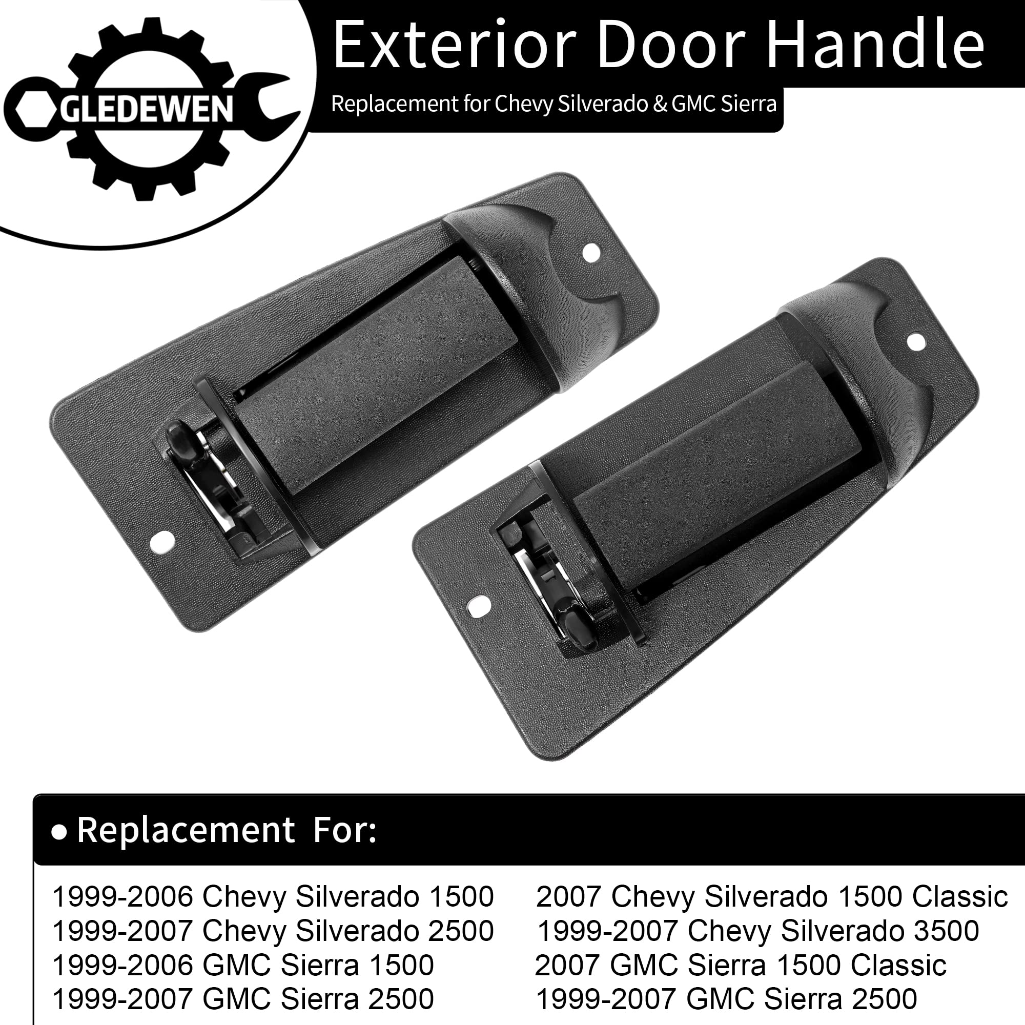 Metal Exterior Door Handles, Compatible With 1999-2007 Chevy Silverado, Gmc Sierra 1500 2500 3500, Extended Cab Rear Outside Lef