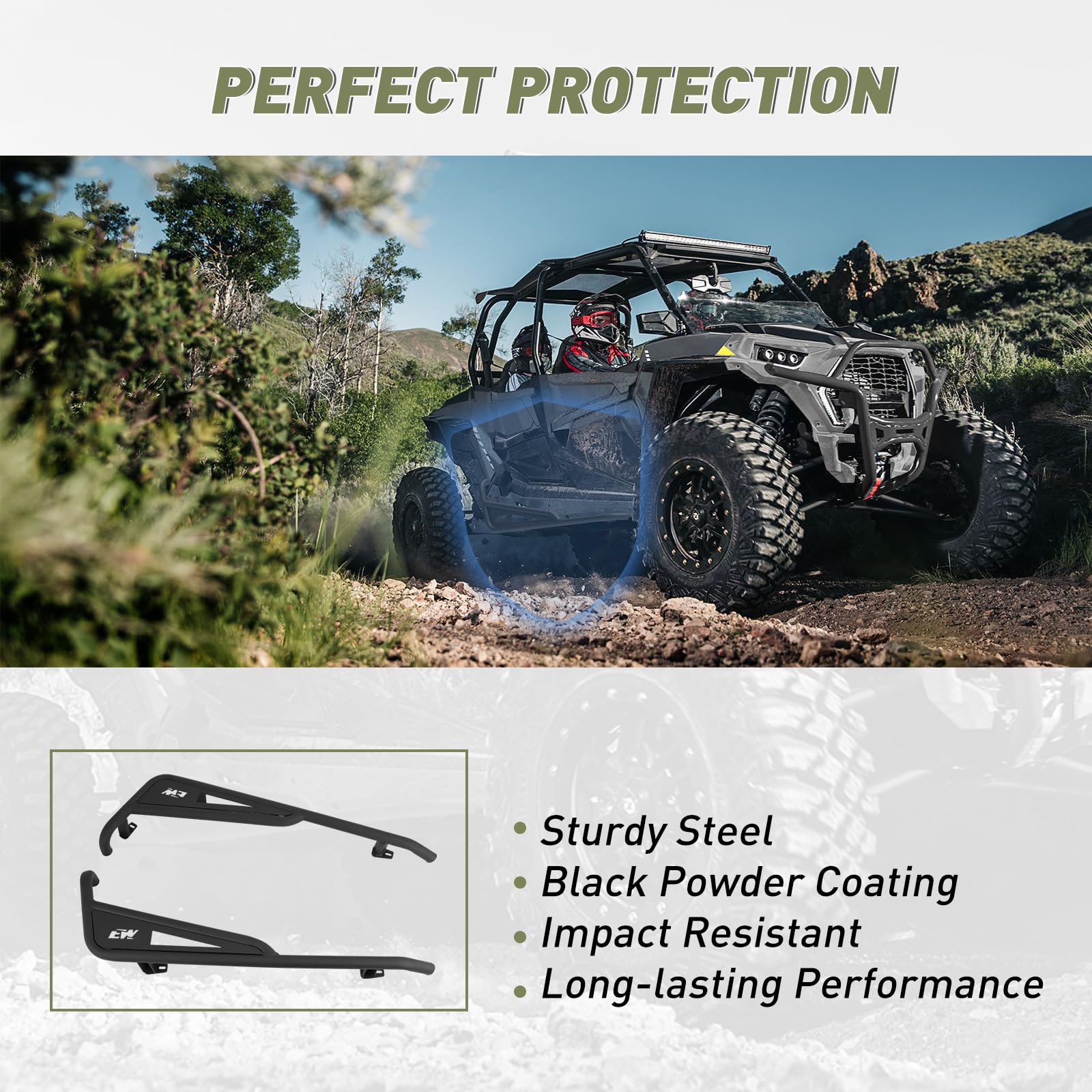 NIXFACE Upgrated Nerf Bars Rock Sliders Fit for Polaris 2014-2021 RZR XP 1000/Turbo (s) 2015-2019 RZR S 900/1000 2015-2019 RZR 9