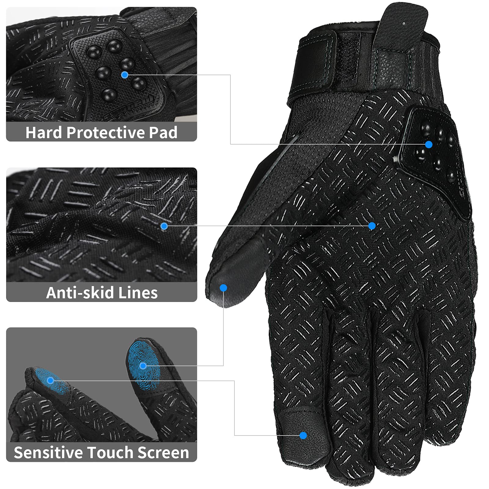 Ilm Touchscreen Alloy Steel Outdoor Gloves Motorcycle Powersports Racing Gloves (Xl, Black) Model 10C