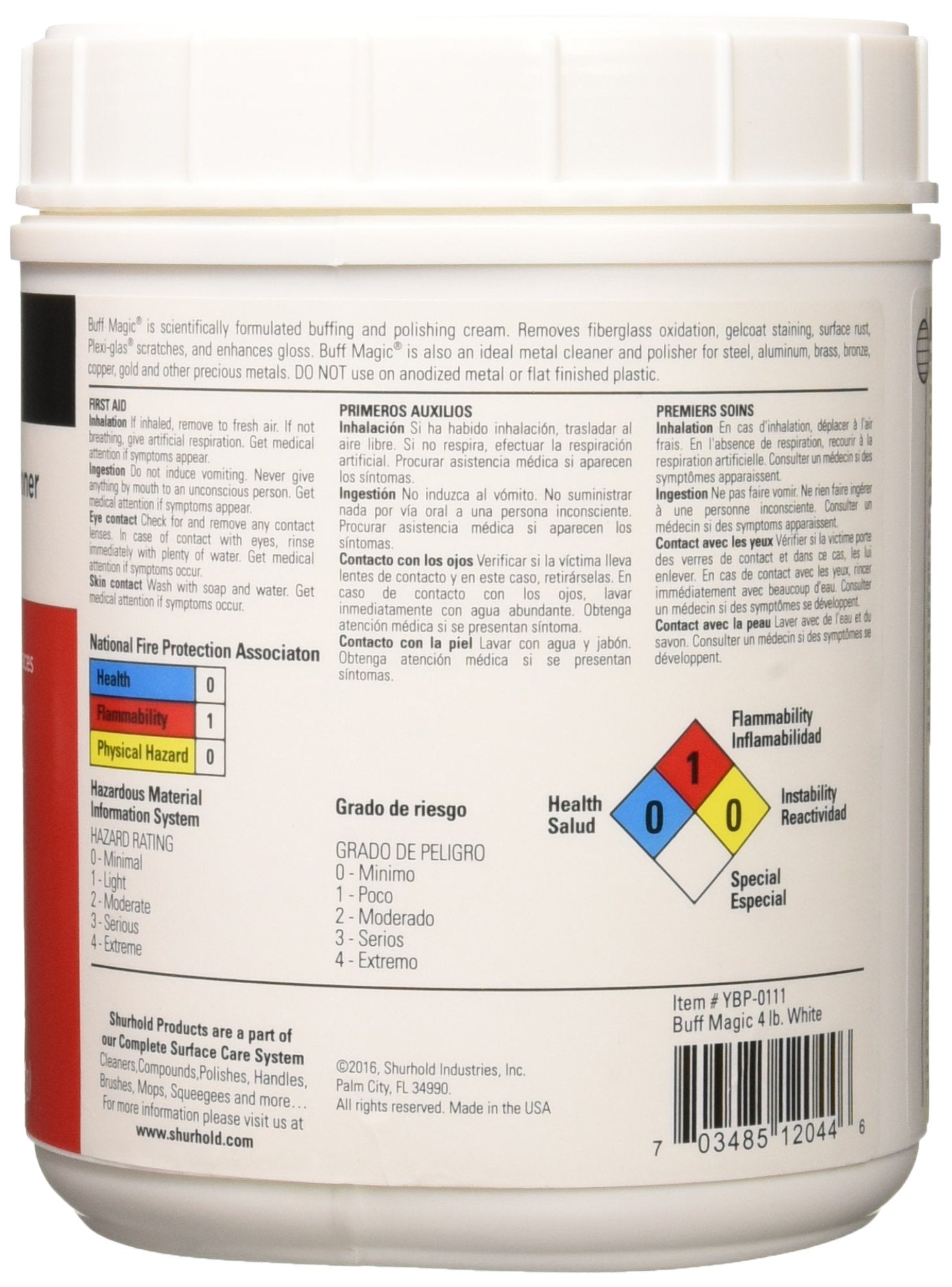 Shurhold Yacht Brite Ybp-0111 White Buff Magic Jar - 4 Lb.