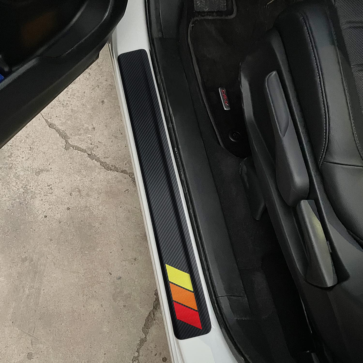 Mochent Tricolor Door Sill Protectors For Toyota Tacoma Trd 4Runner Tundra Rav4 Highlander Accessories, Carbon Fiber Front/Rear