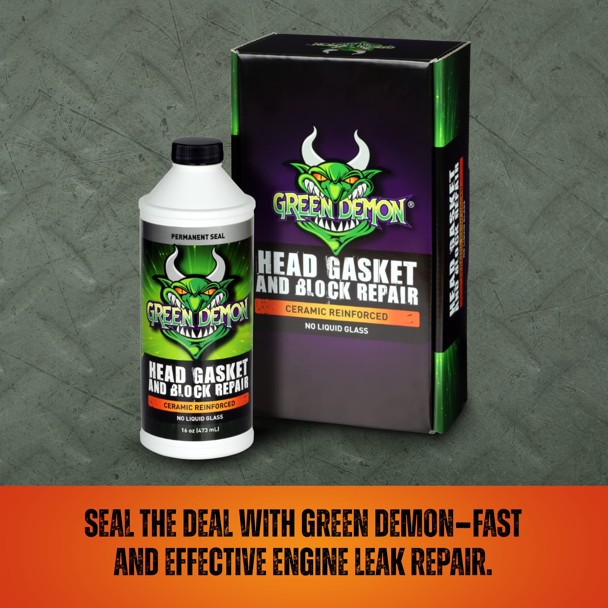GREEN DEMON Head Gasket and Block Repair | Ceramic Reinforced Head Gasket Sealer | Advanced Coolant Leak DIY Permanent Repair |