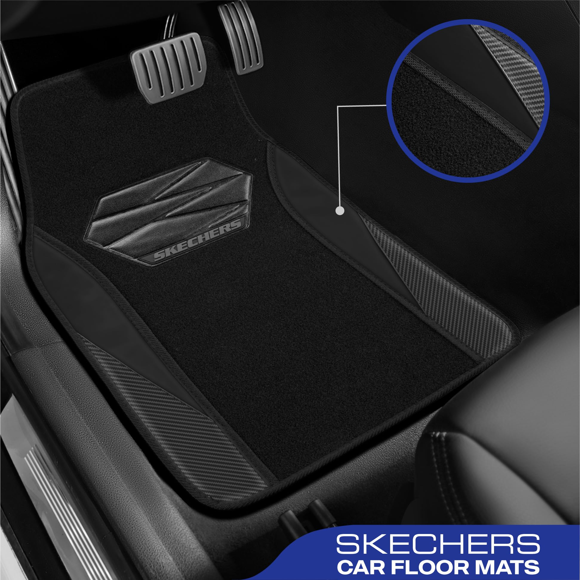 Skechers Car Floor Mats,Waterproof Universal Fit Car Mats,Faux Leather Car Floor Mats,Carbon Floor Mats for Cars with Anti-Slip