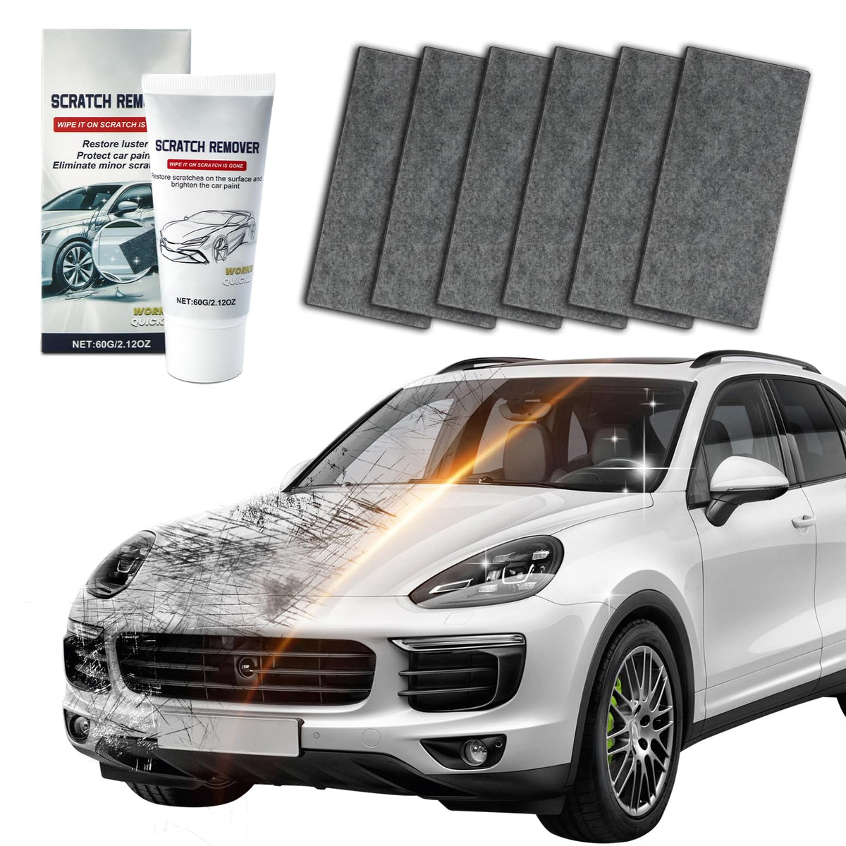 Huotwoe 6PCS Car Scratches Remover,6PCS Multi-Purpose Nano Nano Sparkle Cloth Easy to Repair Small Scratched Water Spots Scratch