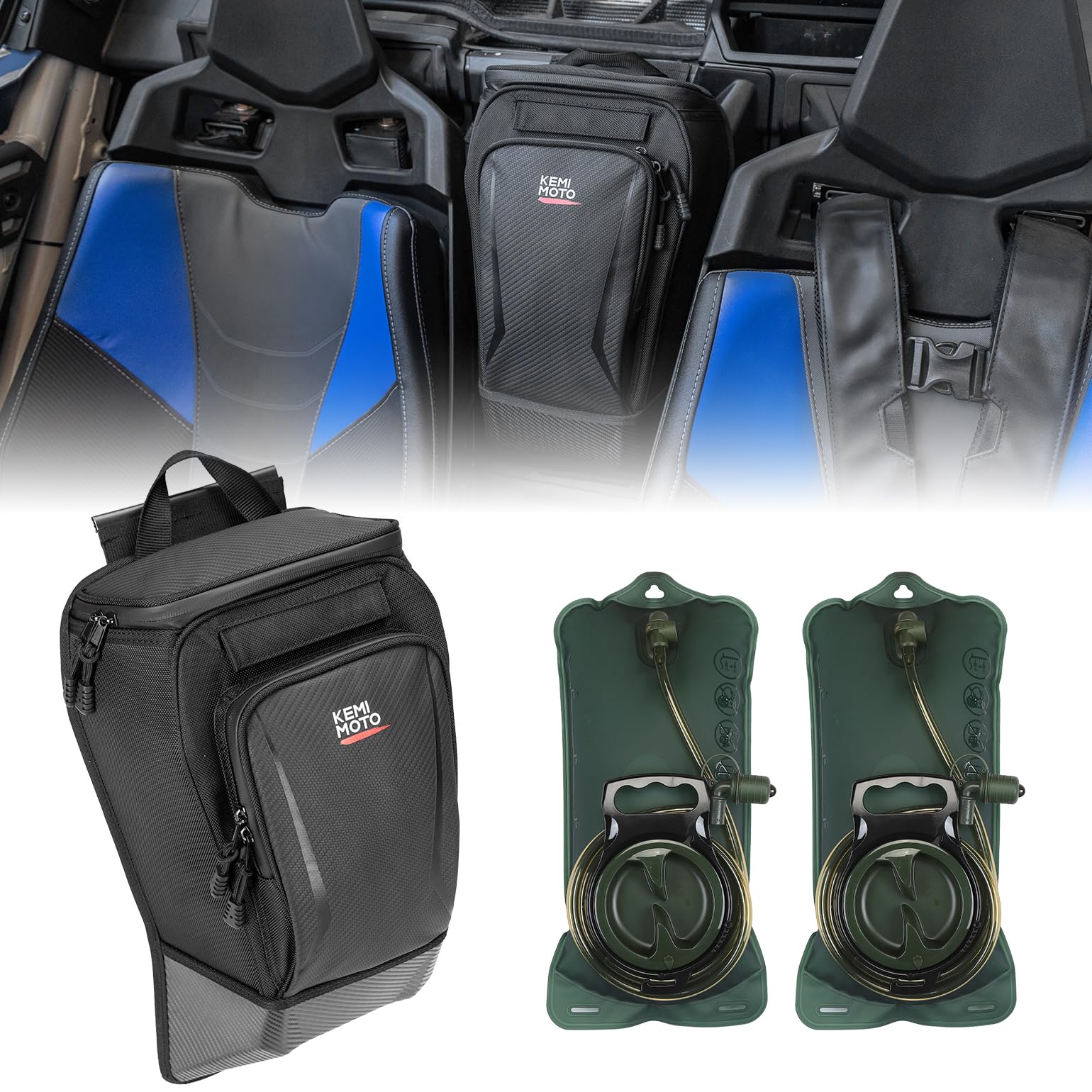 KEMIMOTO X3 Center Storage Bag with Two Hydration Backpacks Updated Storage Shoulder Console Cargo Bag Seat Center Compatible wi