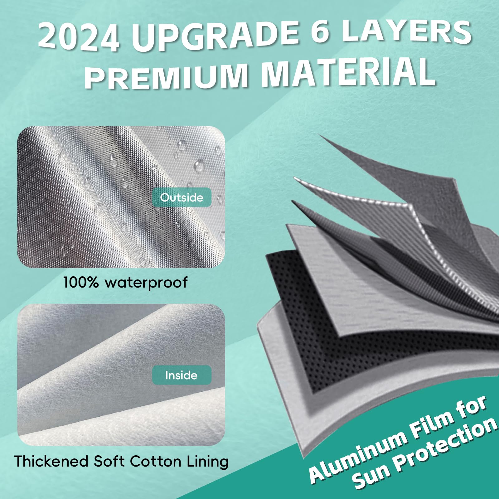 Gunhyi Pickup Truck Cover - Waterproof All Weather, 6 Layer Heavy Duty Universal Fit Ford F150, Chevy Silverado, Gmc Sierra, Dod