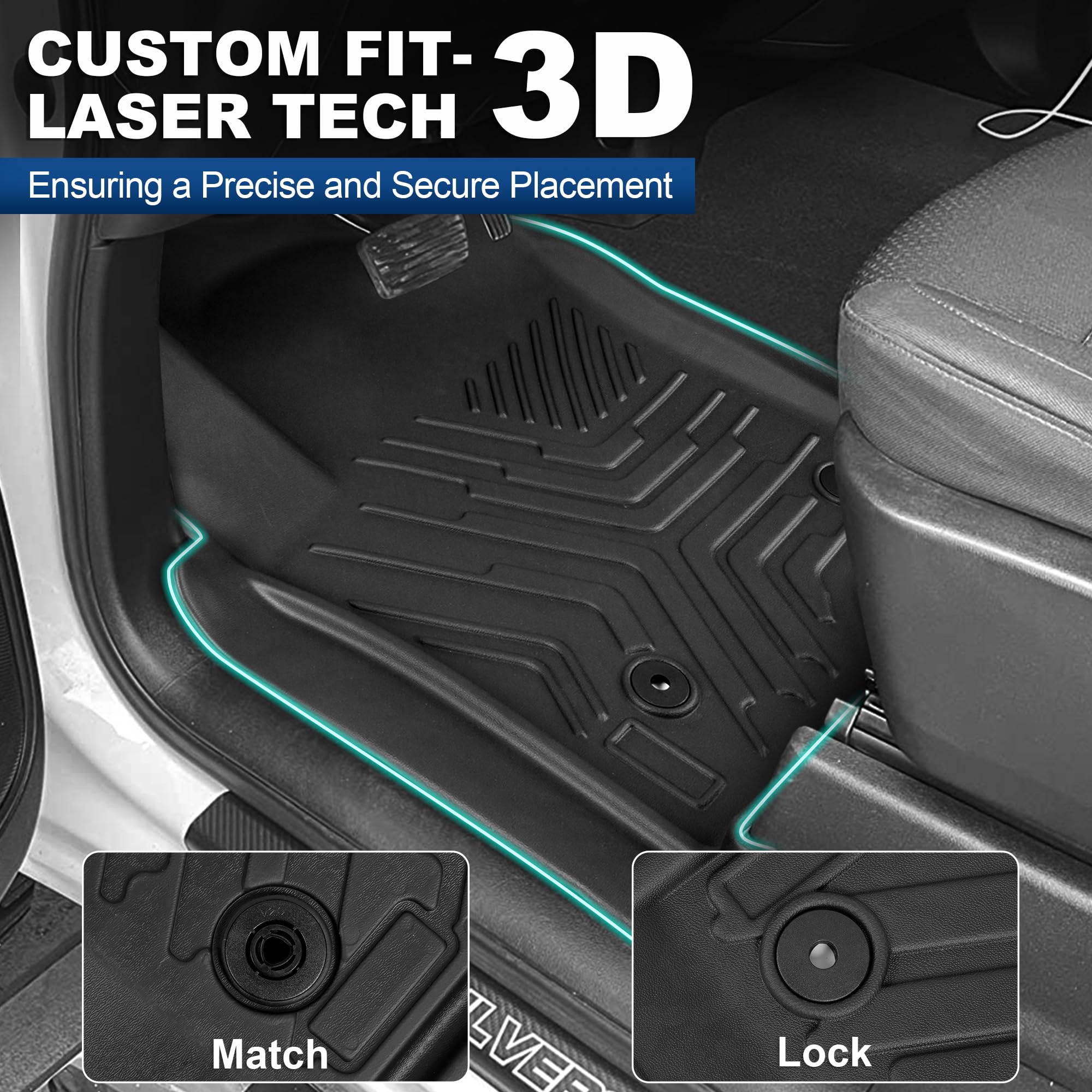 Weize Floor Mats Cargo Liner For Chevrolet Silverado 1500/Gmc Sierra 1500 2019-2024 2025, Chevy Silverado/Gmc Sierra 2500Hd/3500