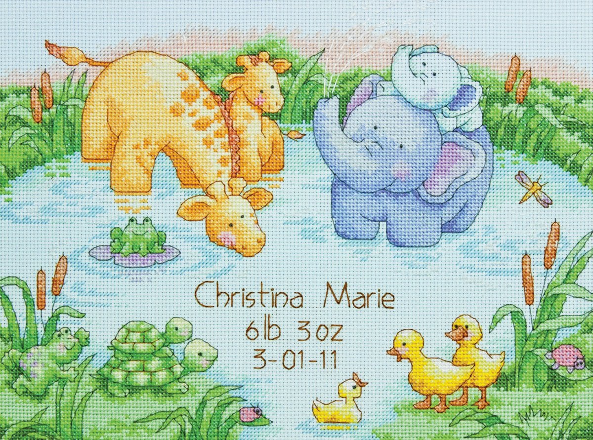 Dimensions Little Pond Birth Record Counted Cross Stitch Kit, Gift, 12    X 9   