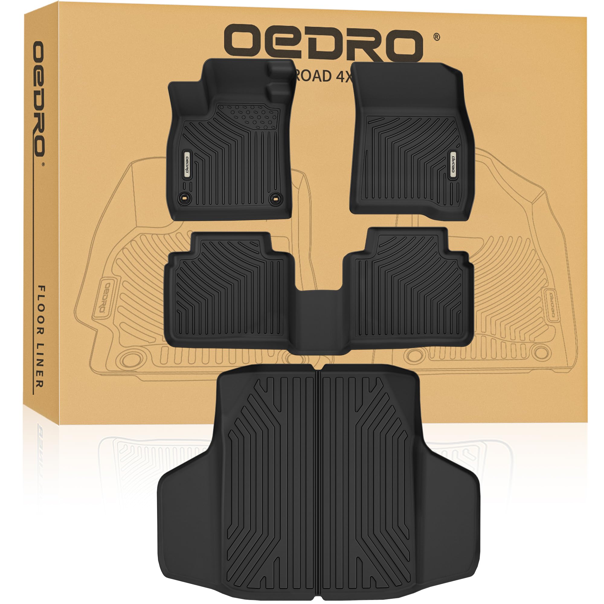 Oedro Floor Mats Set Fits For Honda Accord 2023-2025 & Accord Hybrid 2023-2025, All-Weather Tpe Floor Mats & Cargo Trunk Liners